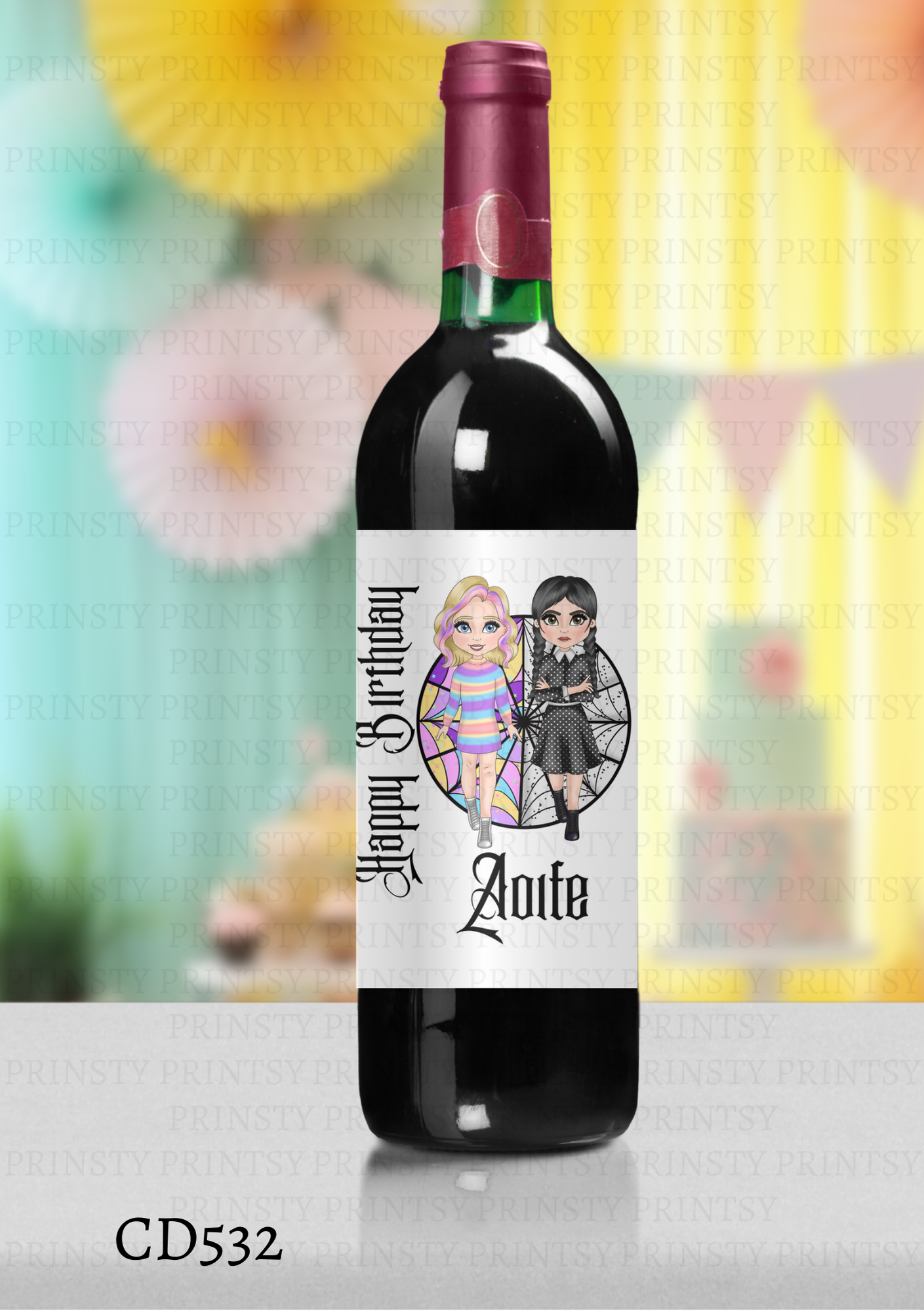 Spooky & Kooky Dolly Wine Bottle Sticker