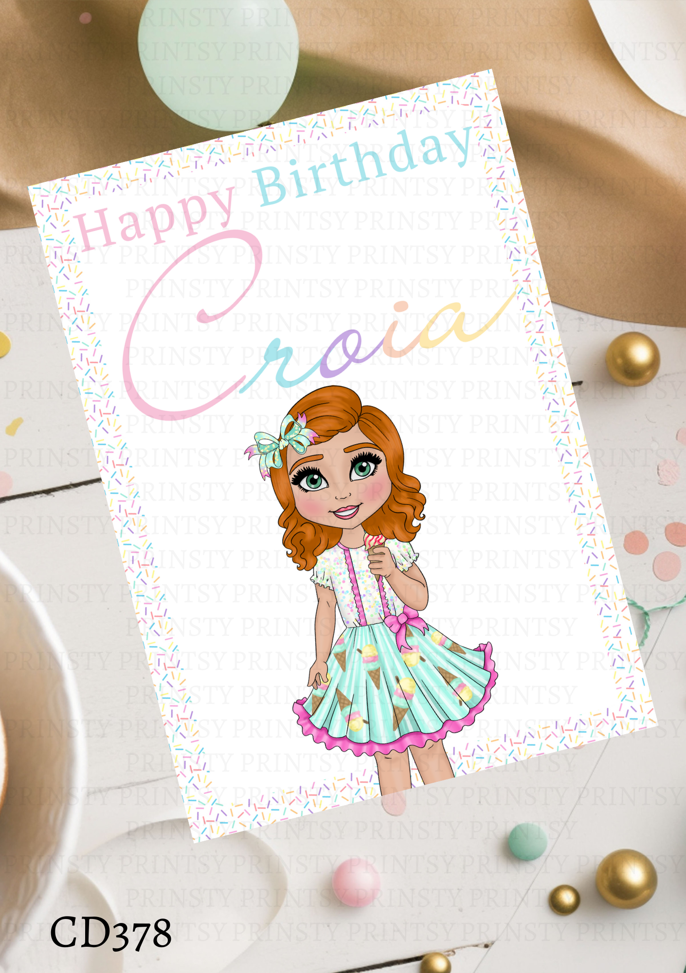 Ice Cream Dolly Celebration Card