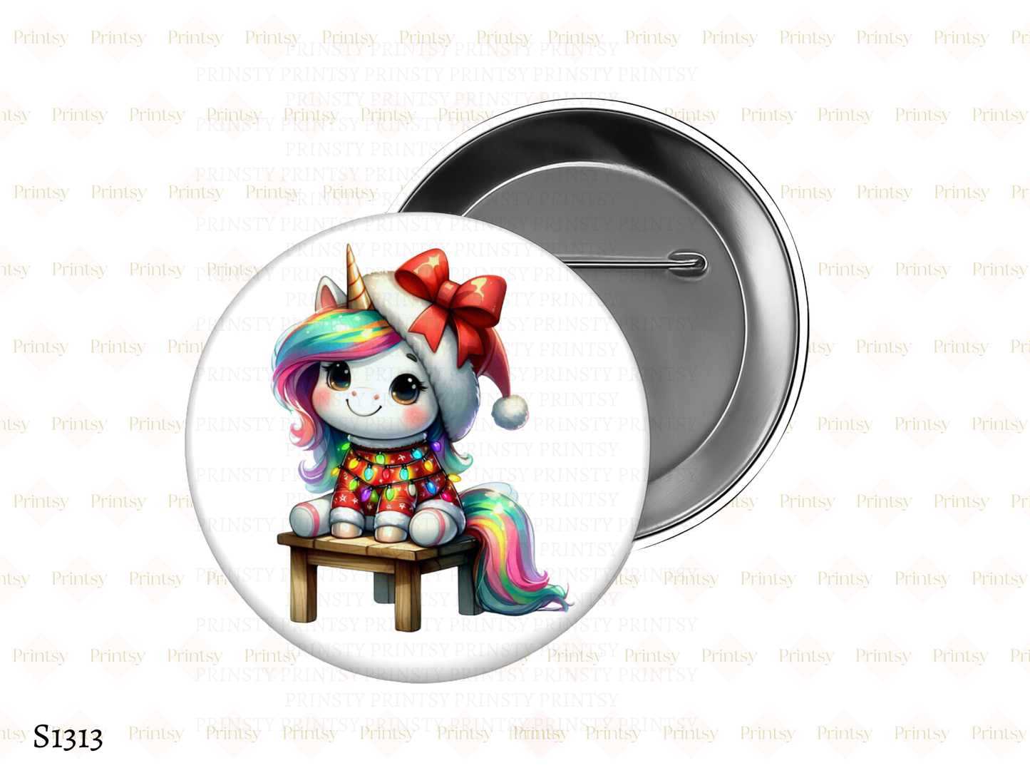 Christmas Unicorn BowBitz/Badges