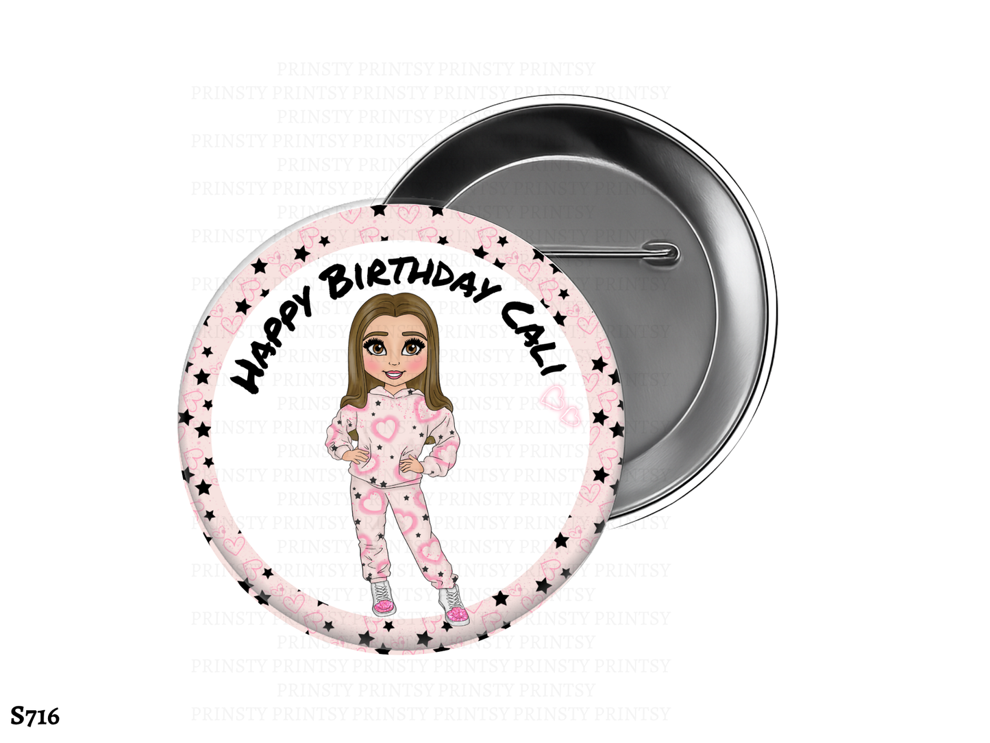 Pink Heart Graffiti Dolly BowBitz/Badges