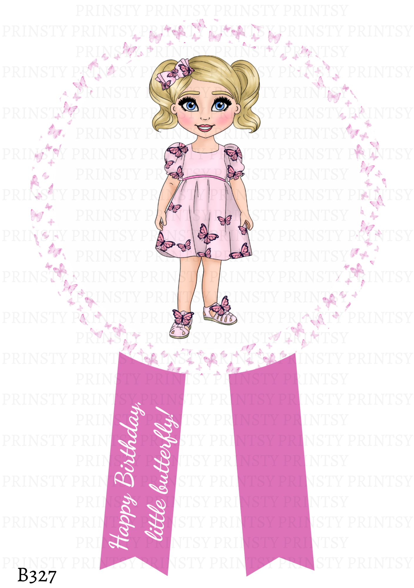 Pink Butterfly Dolly Badge