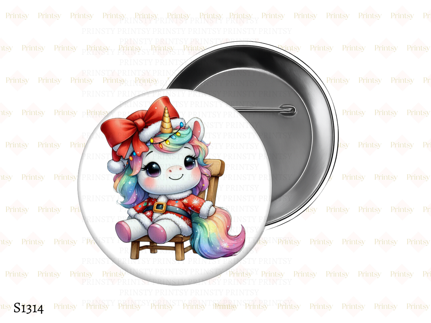 Christmas Unicorn BowBitz/Badges