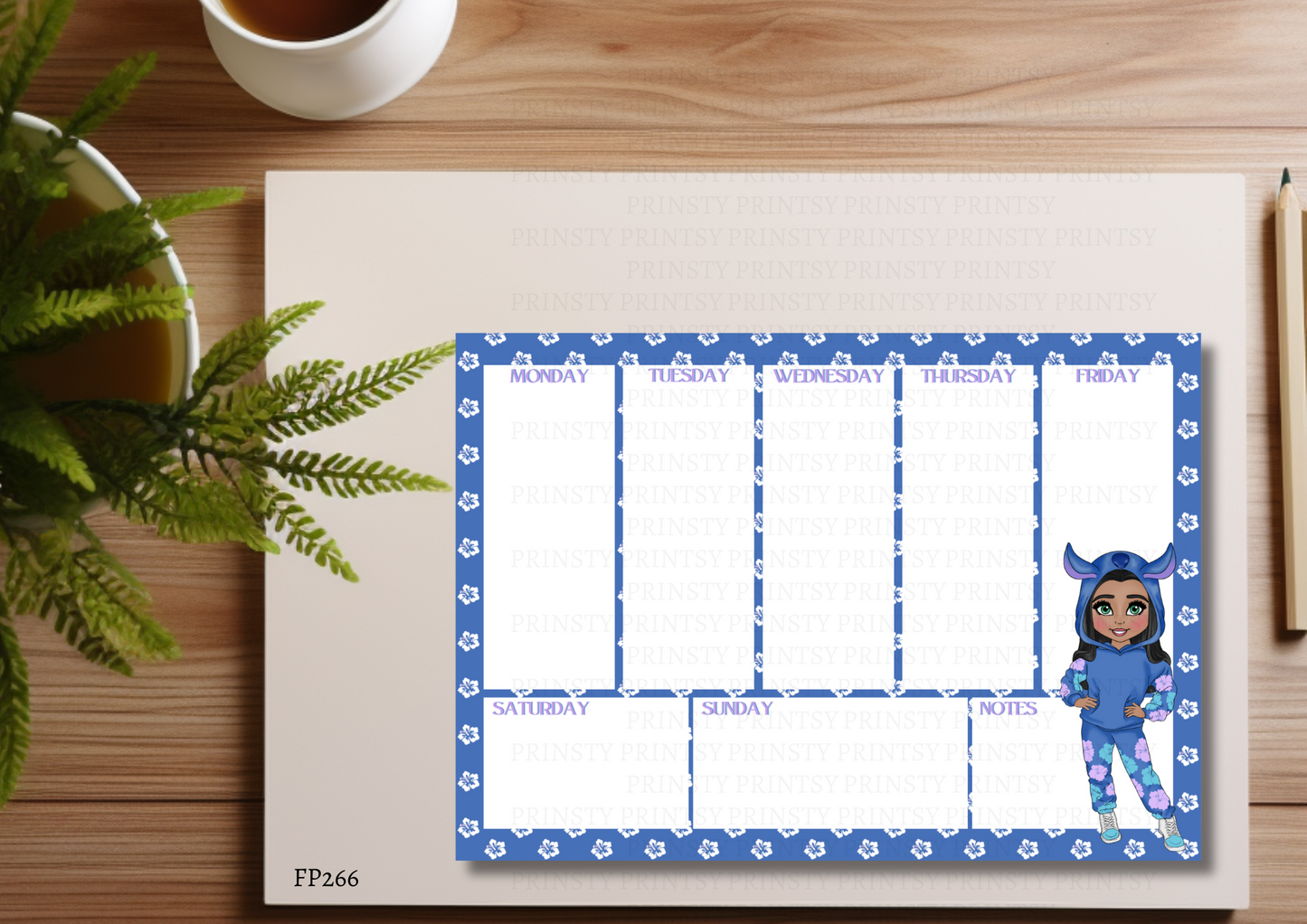Blue Hawaiian Dolly Weekly Planner