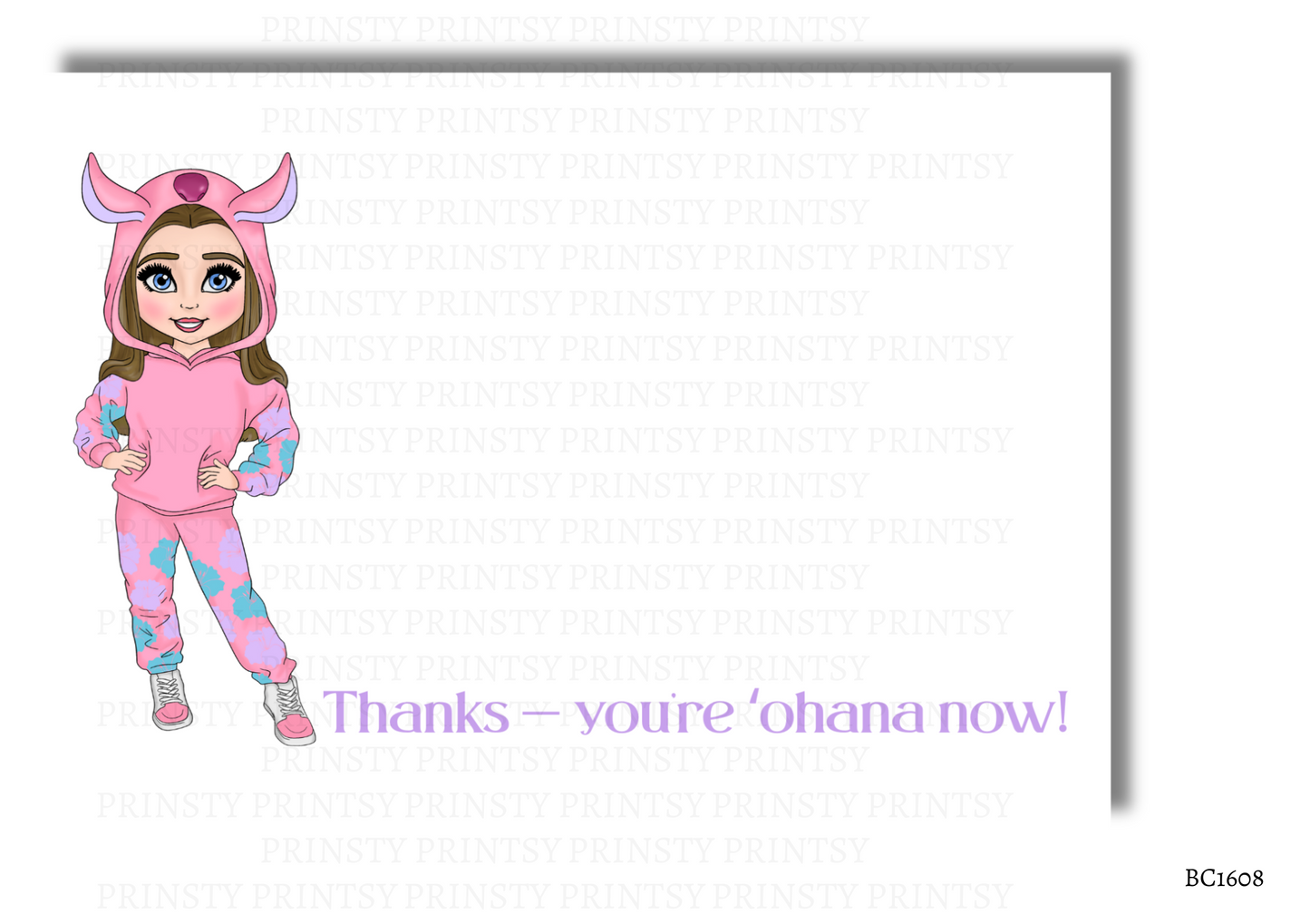 Pink Hawaiian Dolly Bow Card