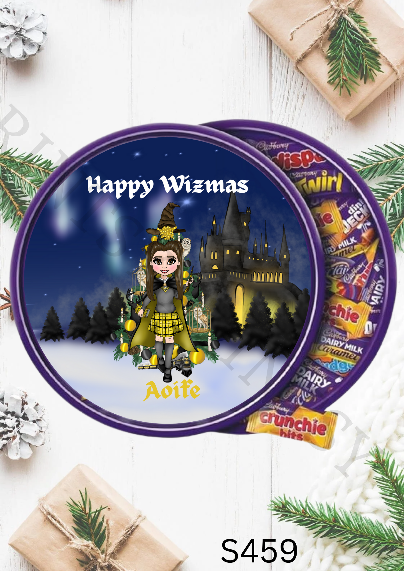 Dolly Christmas Wizard Chocolate Tub Sticker