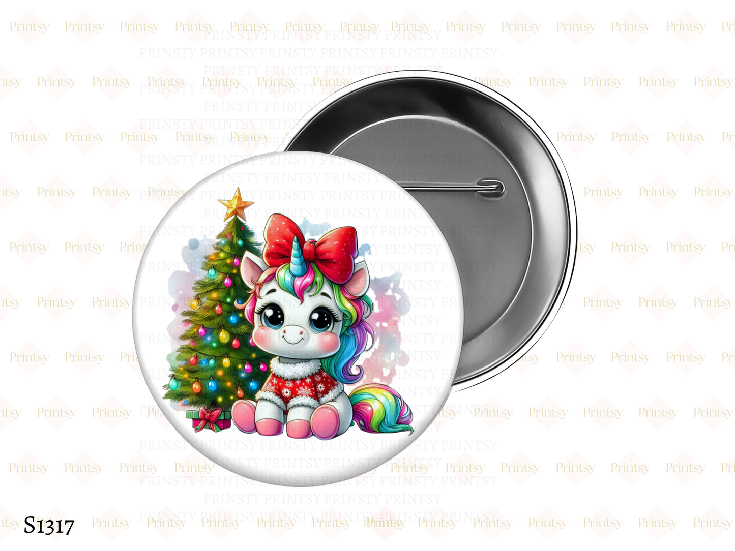 Christmas Unicorn BowBitz/Badges