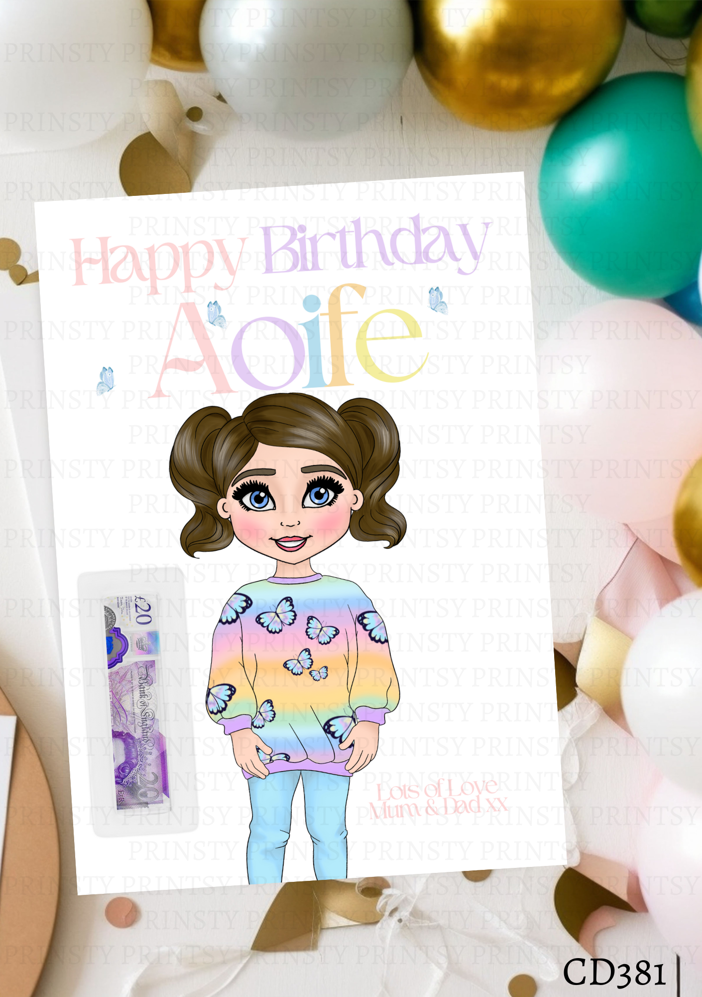 Butterfly Dolly Money Card