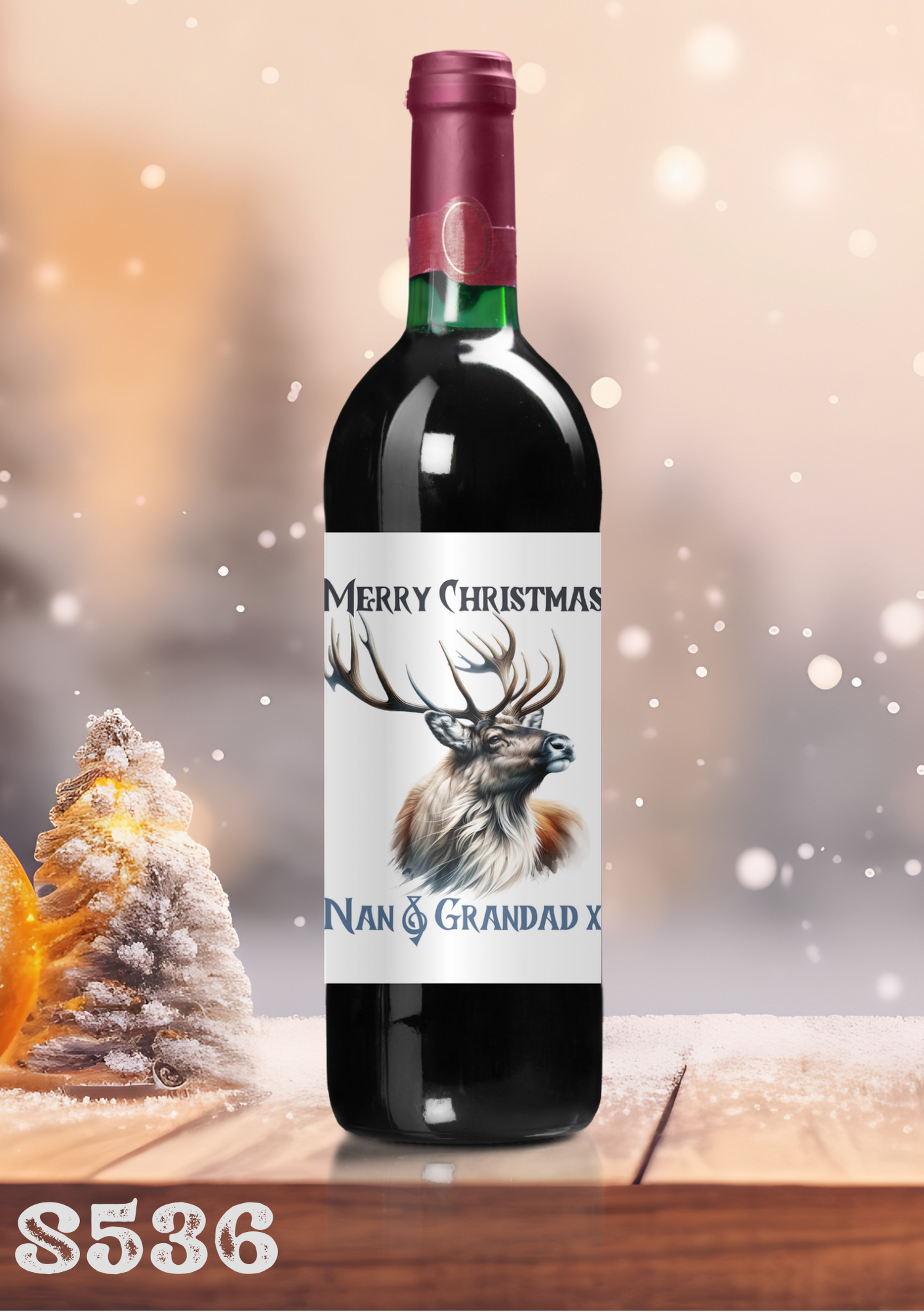 Christmas Reindeer Wine Bottle Sticker
