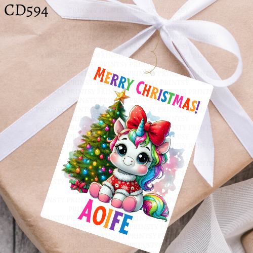 Christmas Unicorn Gift Label