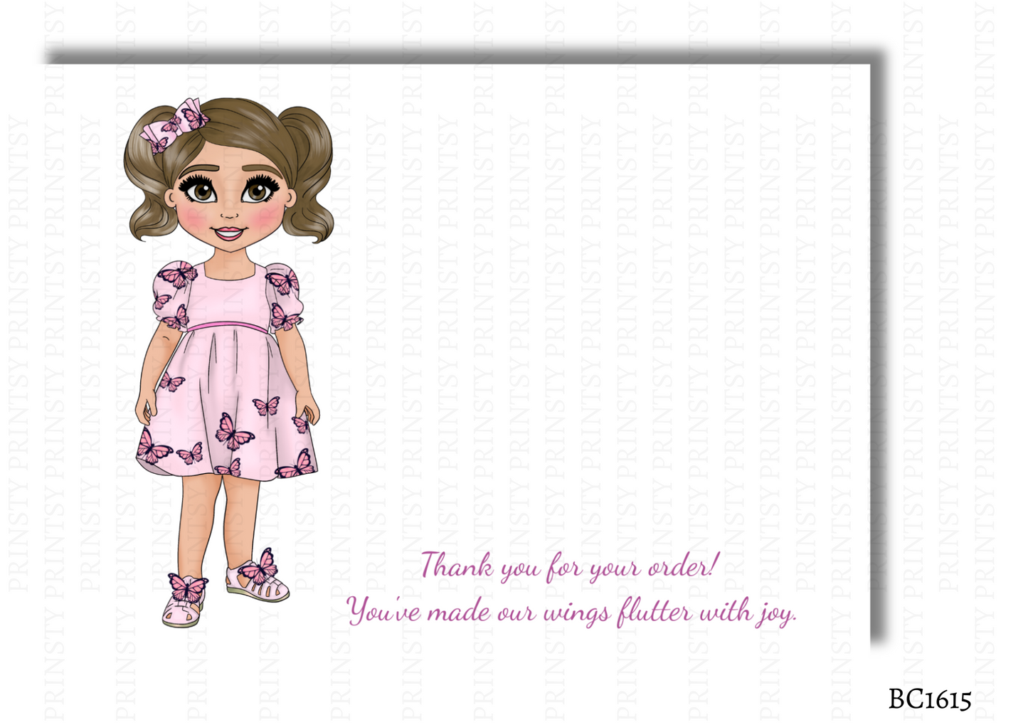 Pink Butterfly Dolly Bow Card