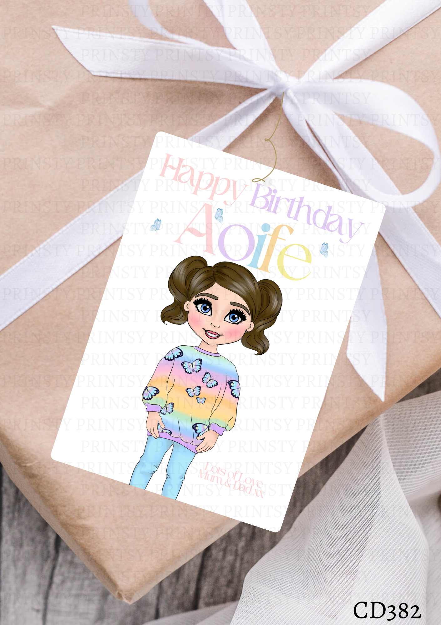 Butterfly Dolly Gift Label