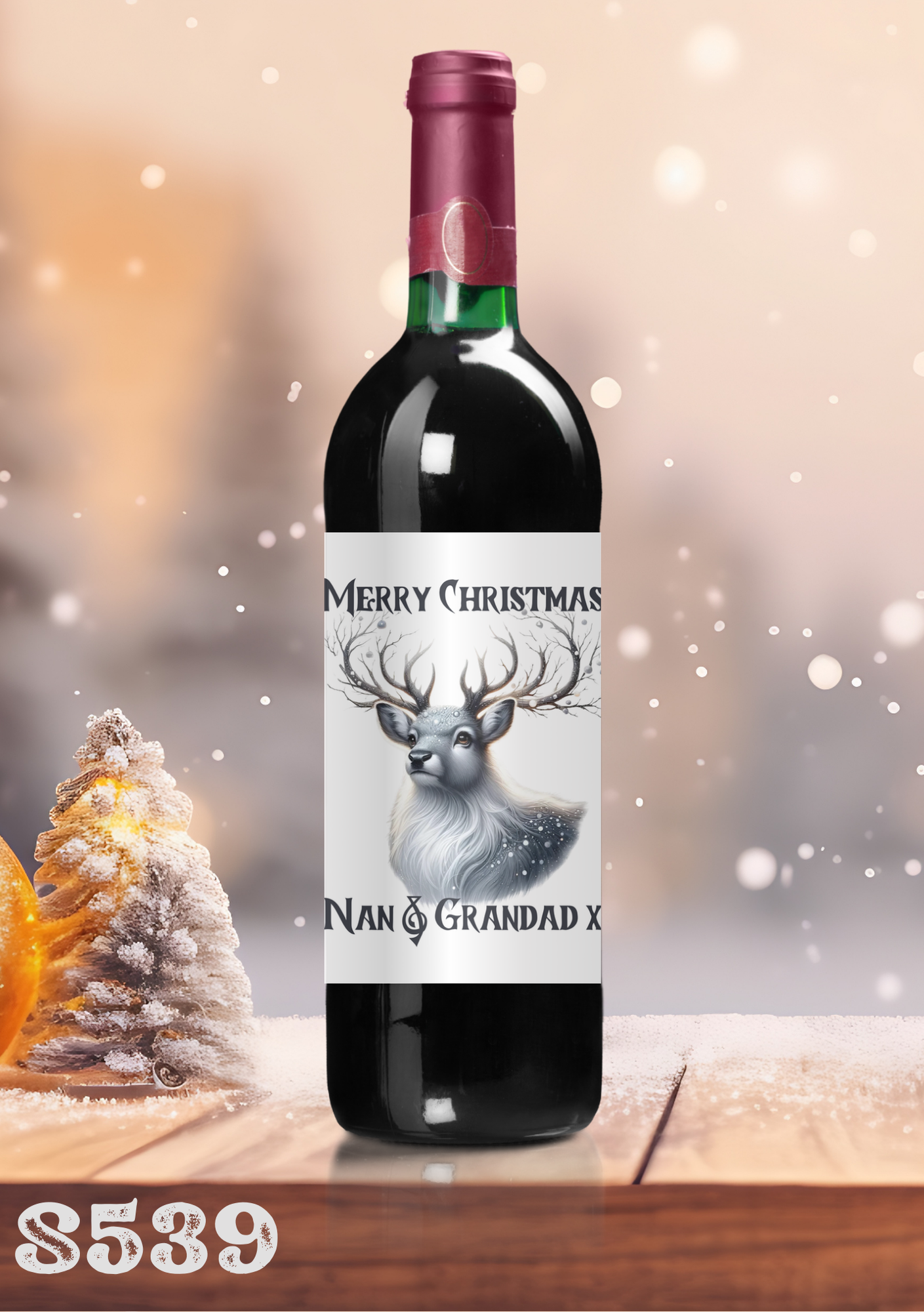Christmas Reindeer Wine Bottle Sticker
