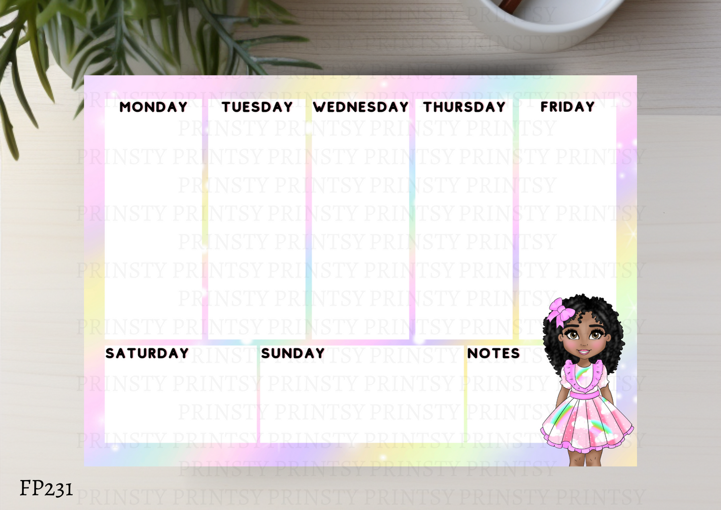Rainbow Dolly Weekly Planner