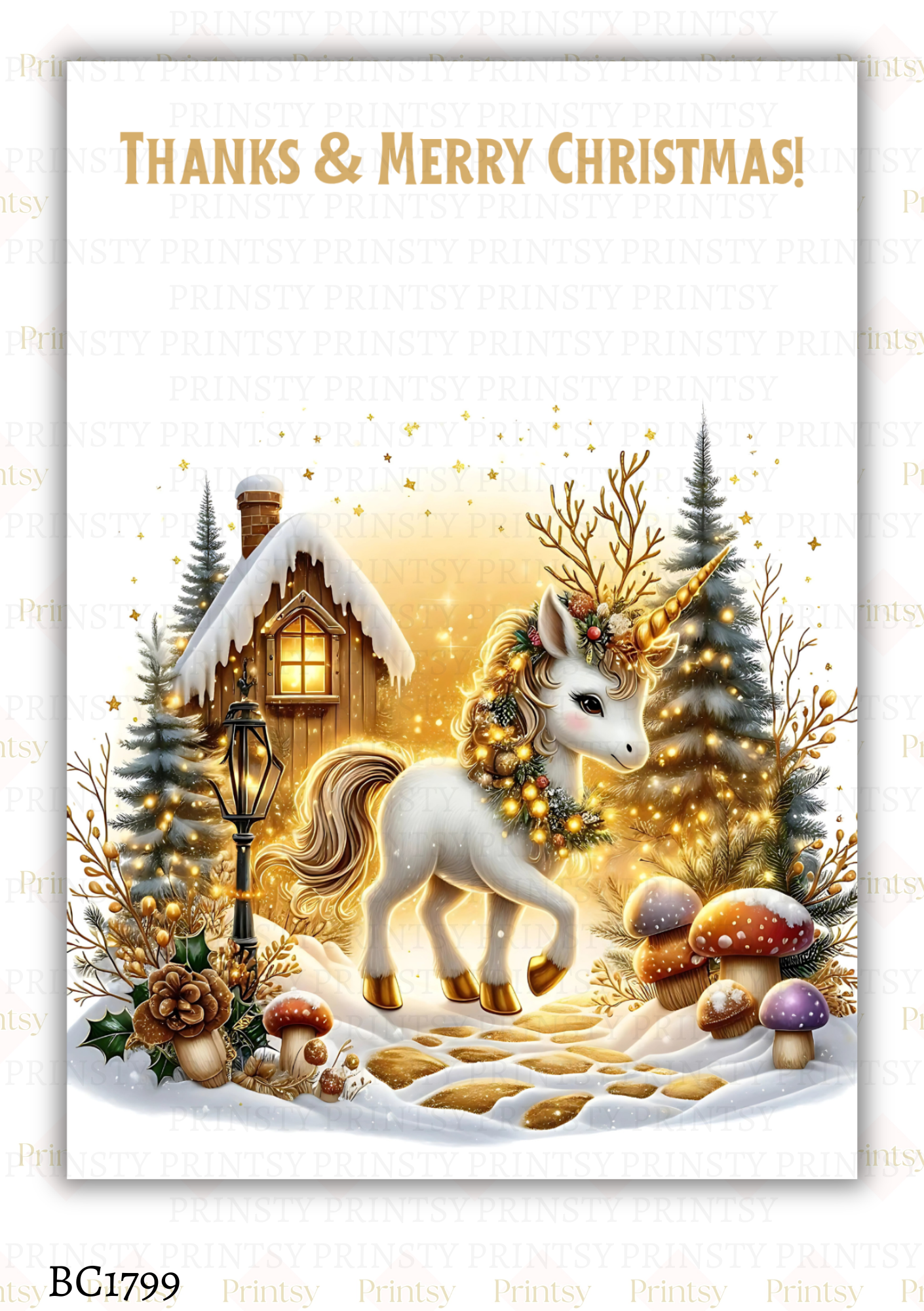 Christmas Unicorn Bow Card