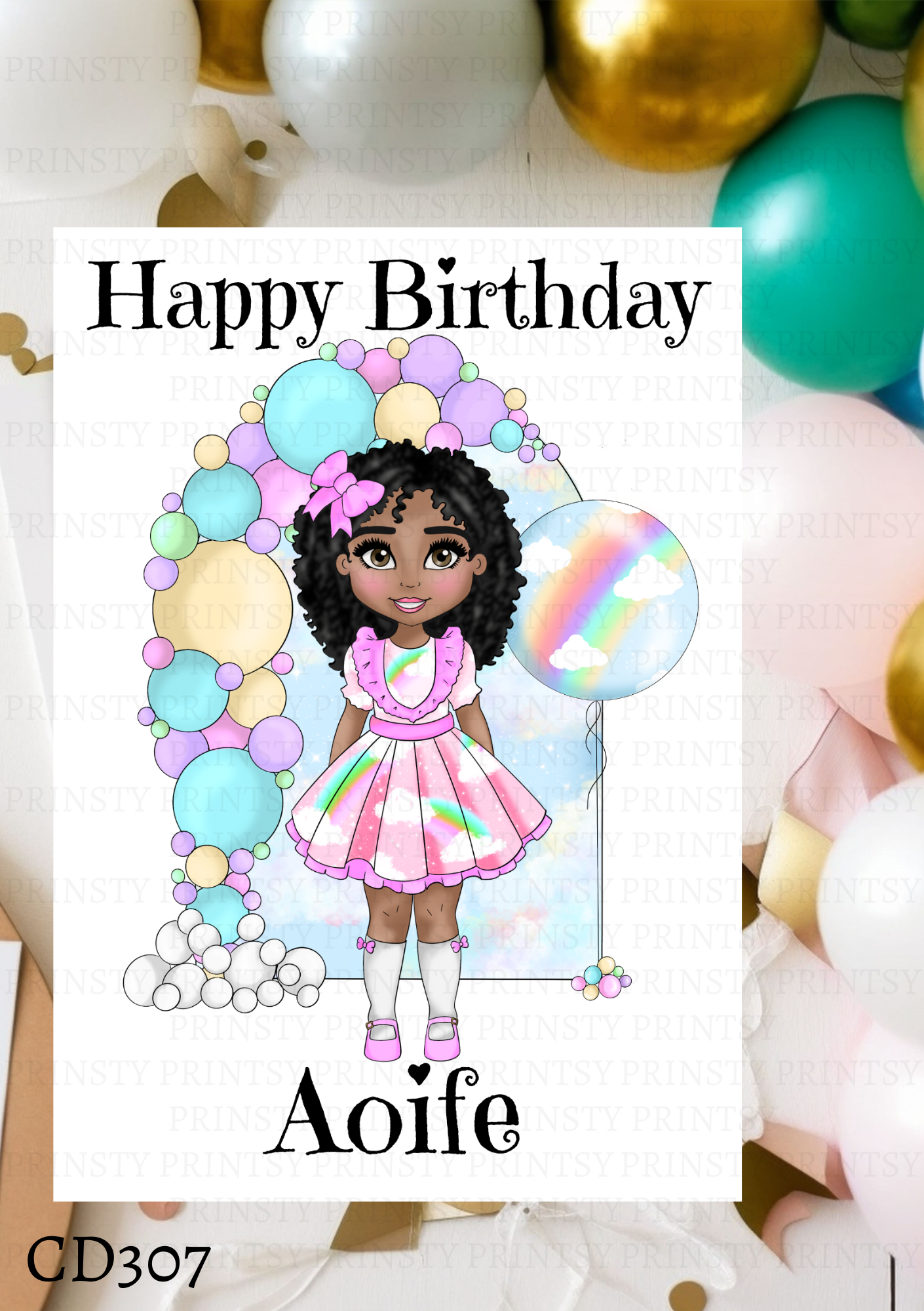 Rainbow Dolly Birthday Card