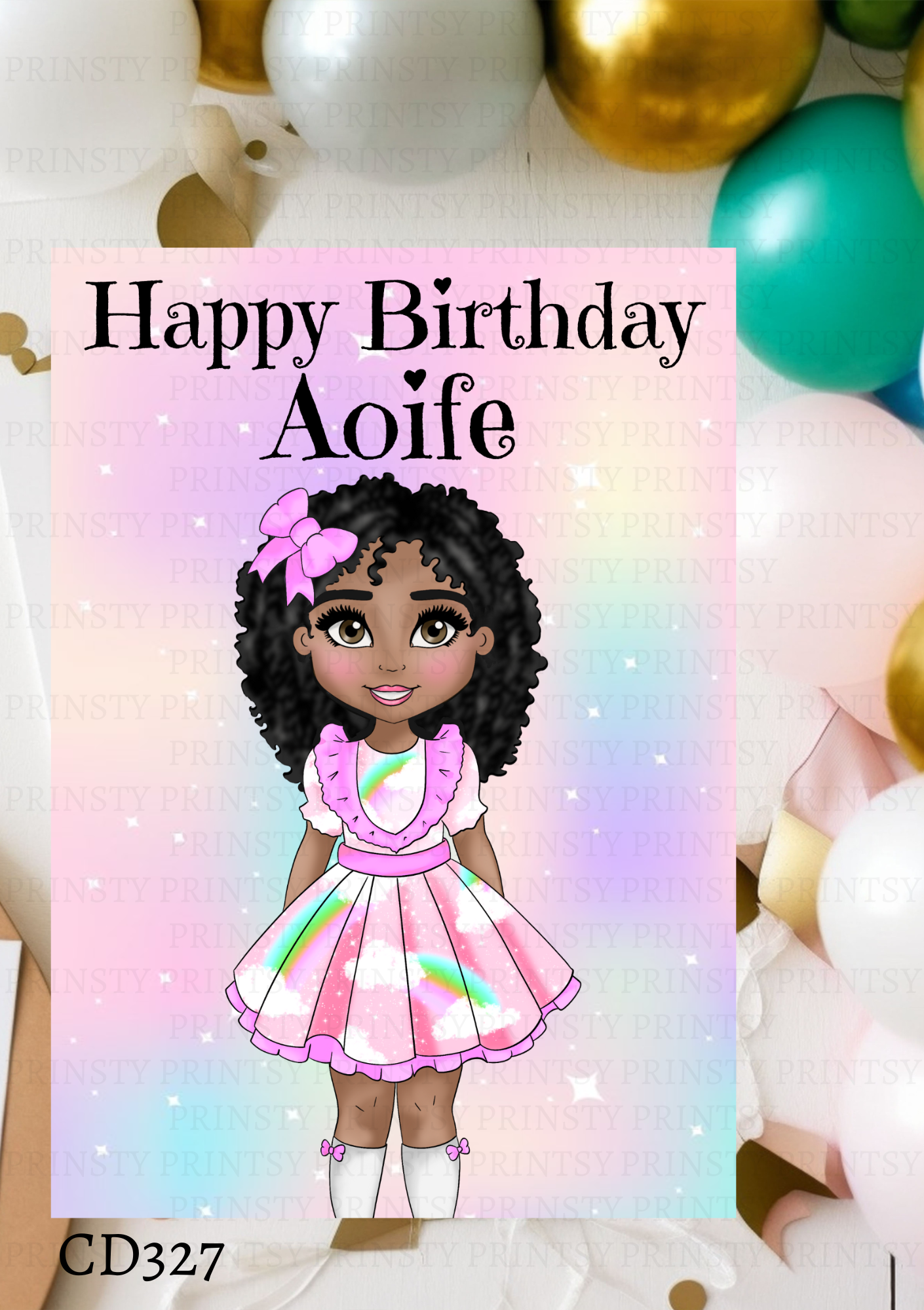 Rainbow Dolly Birthday Card