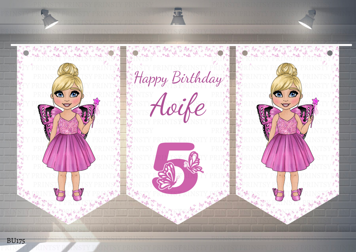 Pink Butterfly Dolly Bunting