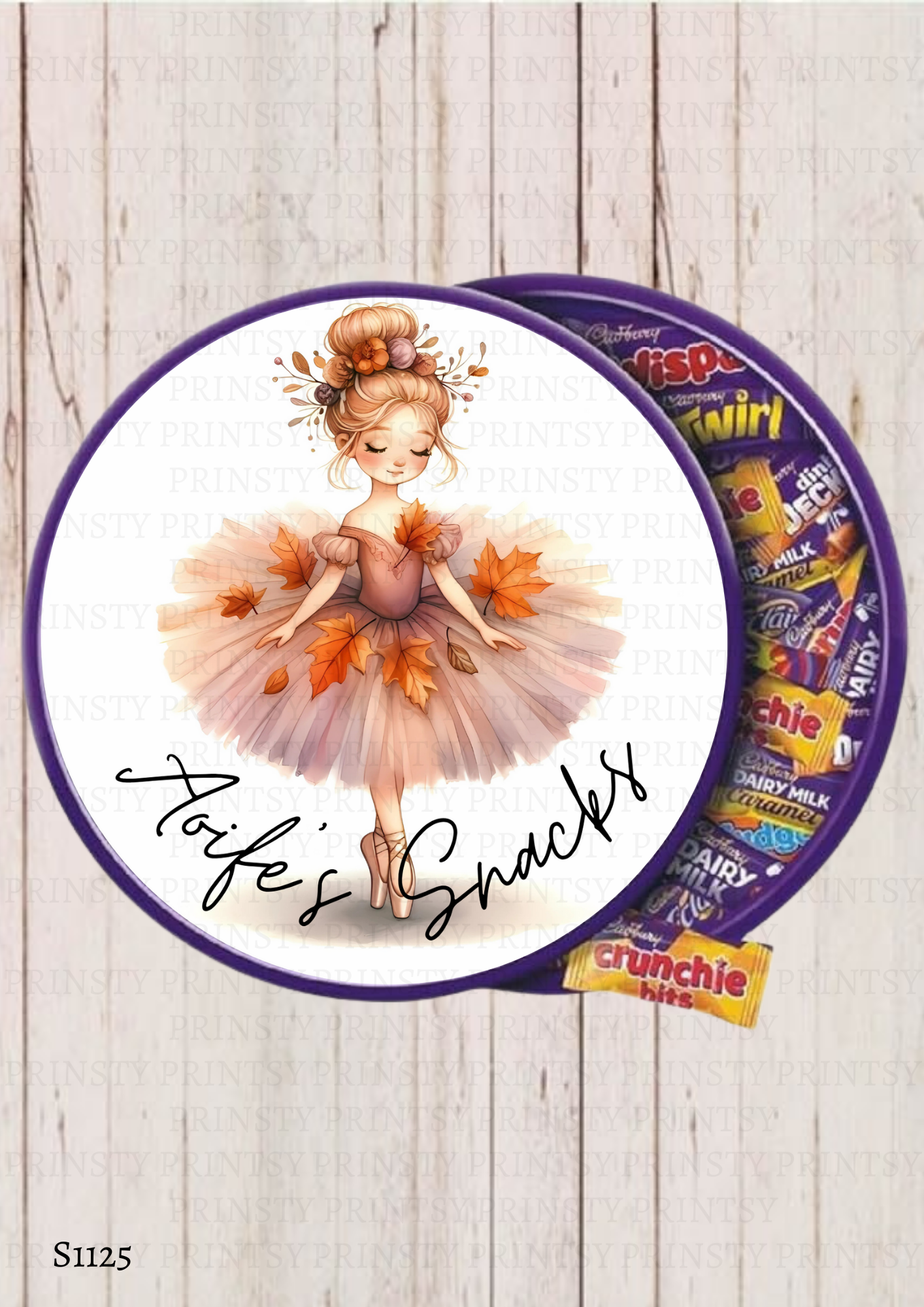Autumn Ballerina Chocolate Tub Sticker