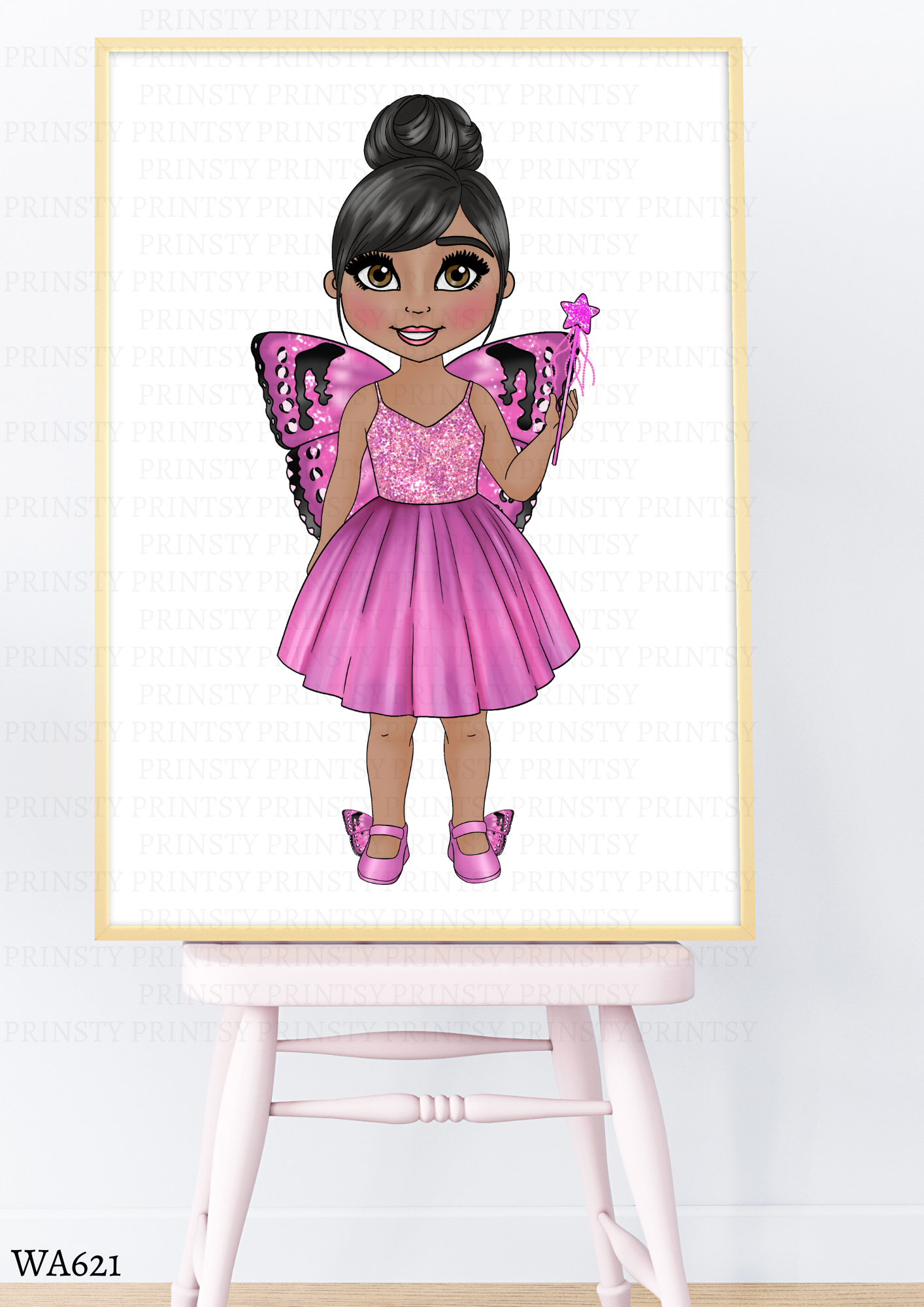 Pink Butterfly Dolly Wall Art