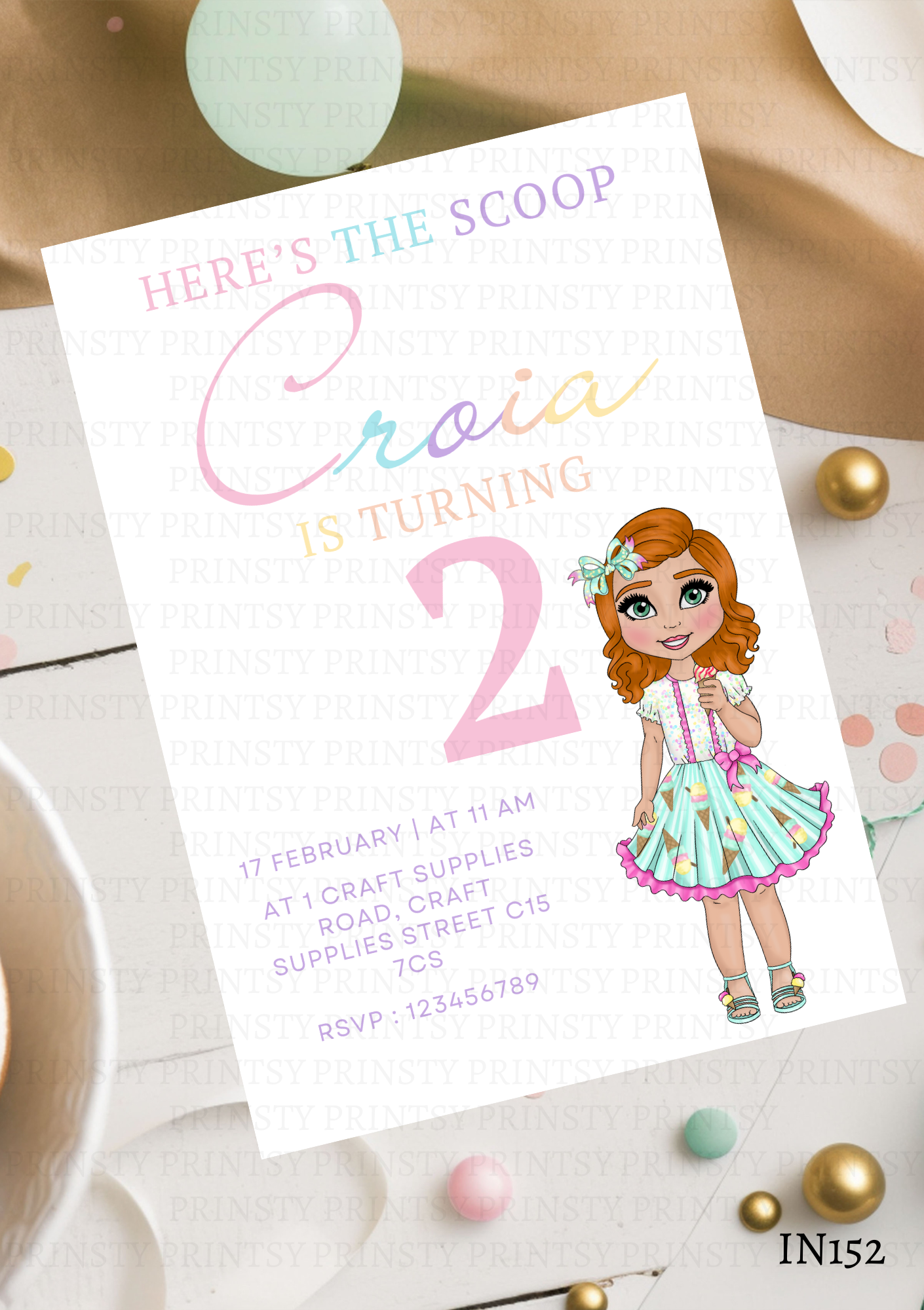 Ice Cream Dolly Invite