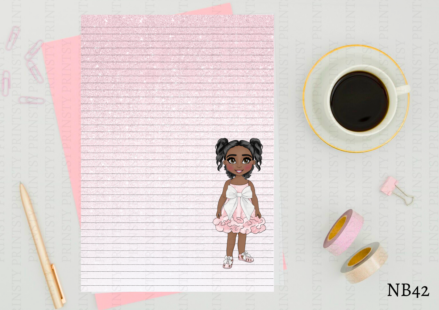 Pink & White Bow Dolly Note Book