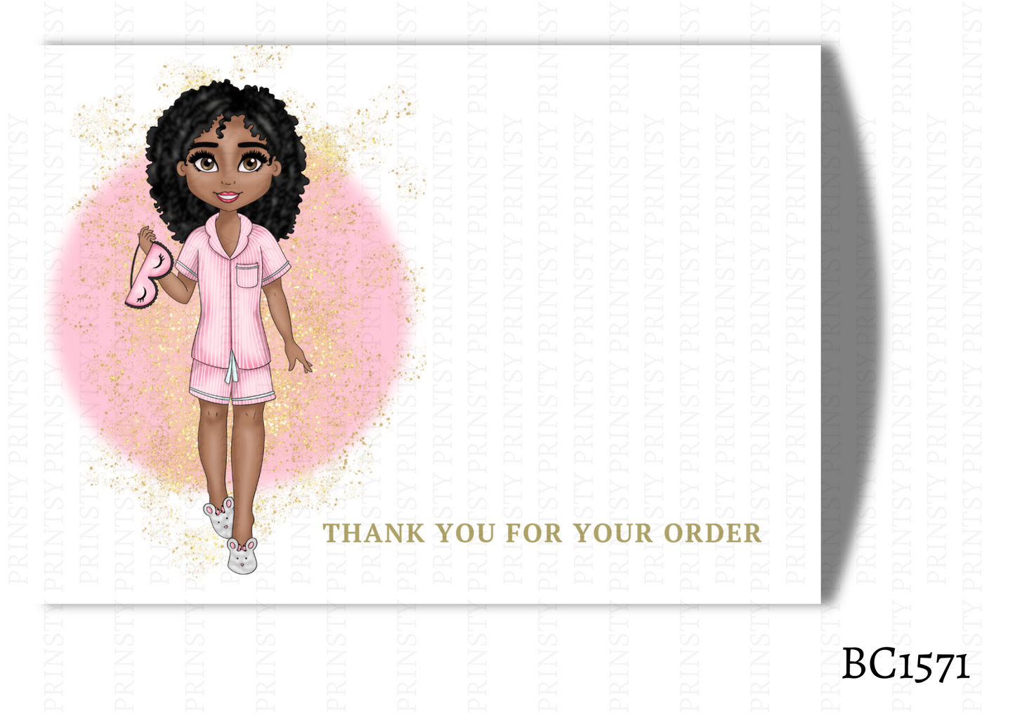 Sleep Over Dolly Bow Card