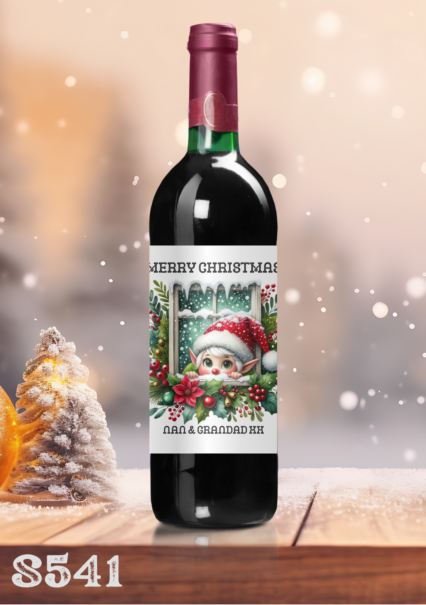 Christmas Elf Wine Bottle Sticker