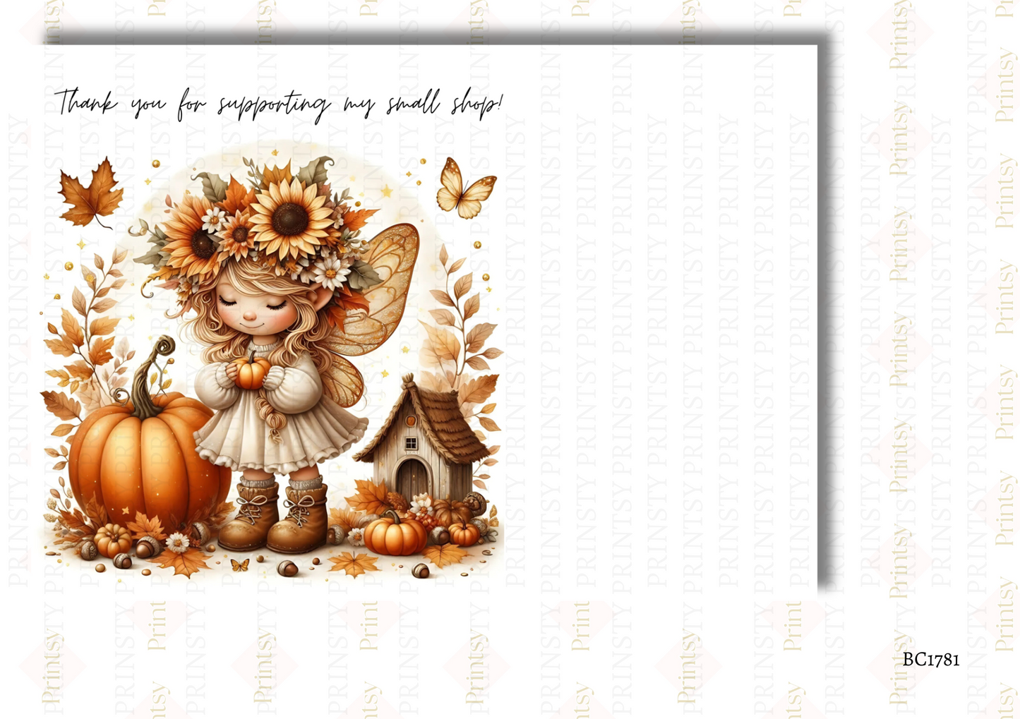 Sunflower Autumn Fairy Bow Card