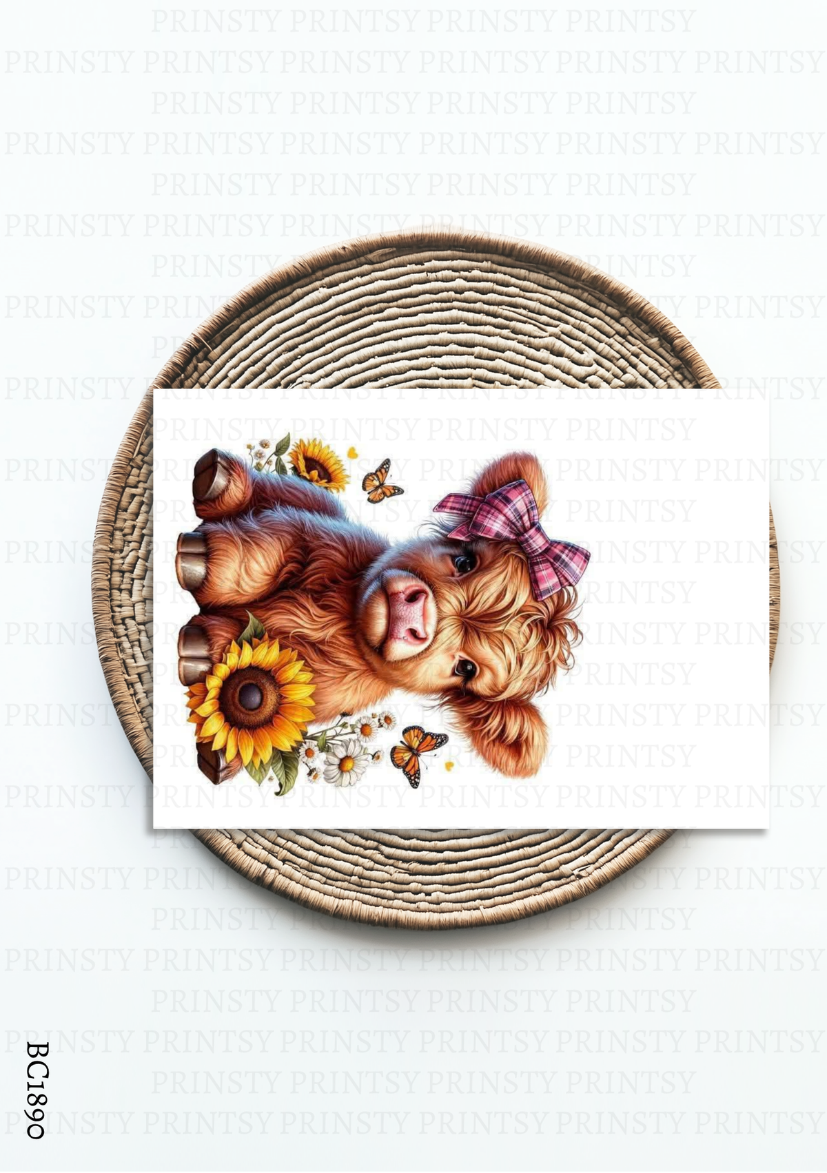 Sunflower Highland Calf Bow Card – BC1890