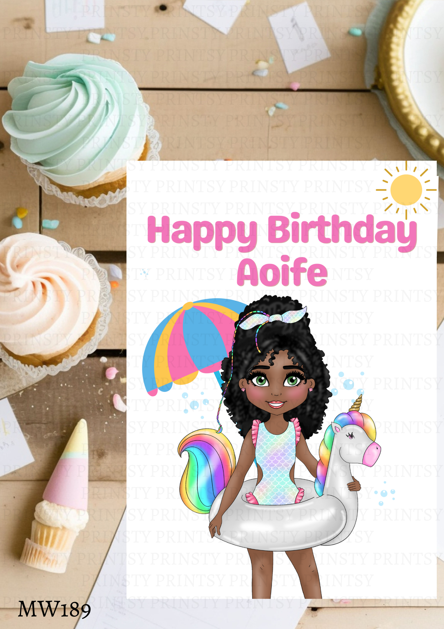 Pool Party Dolly Celebration Card