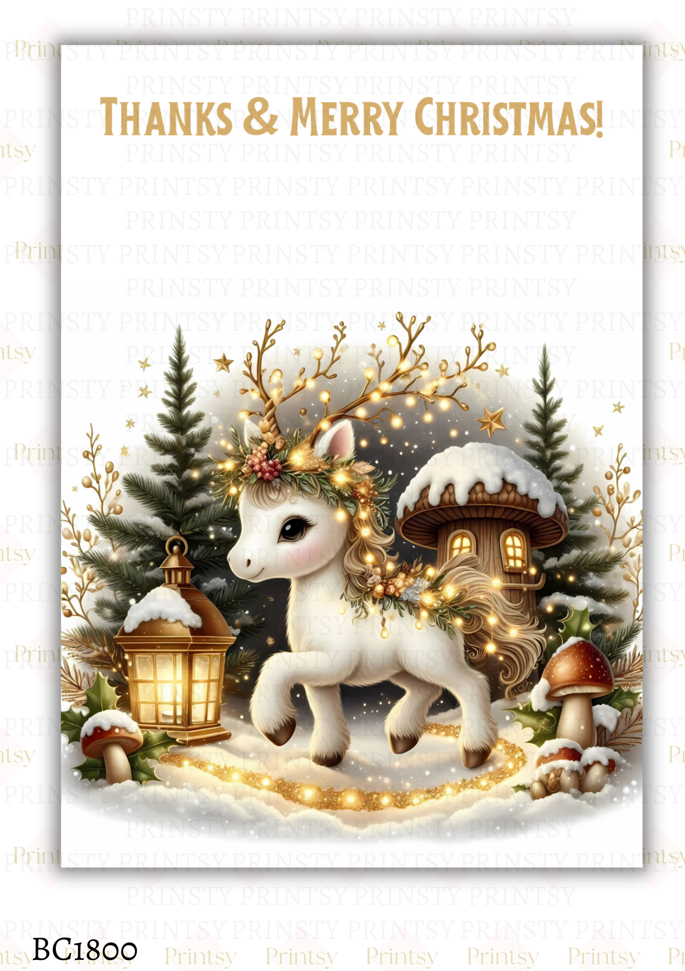 Christmas Unicorn Bow Card