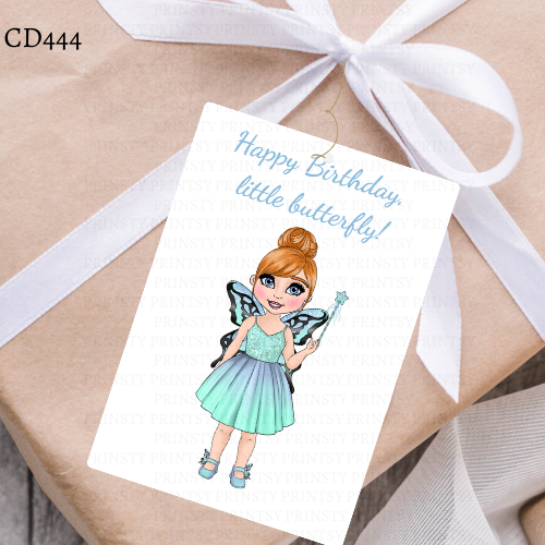 Blue Butterfly Dolly Gift Label