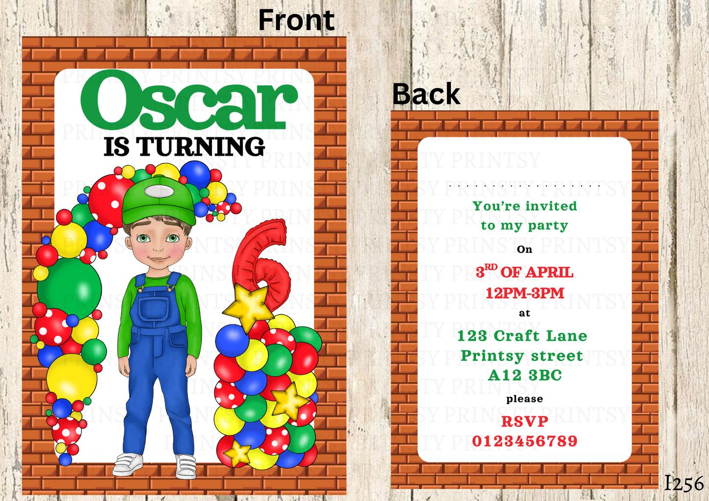 Green and Red Dungarees Dude Invite