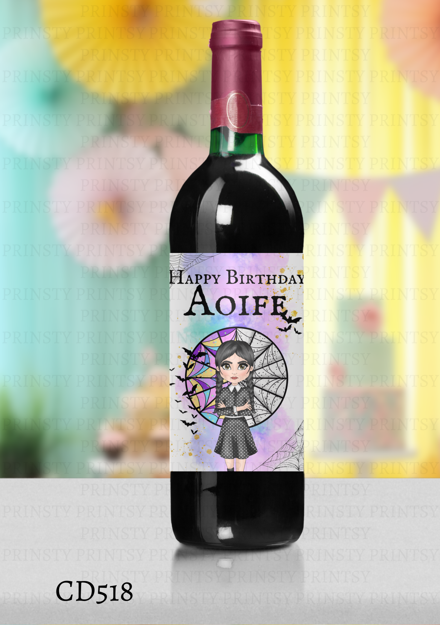 Spooky & Kooky Dolly Wine Bottle Sticker