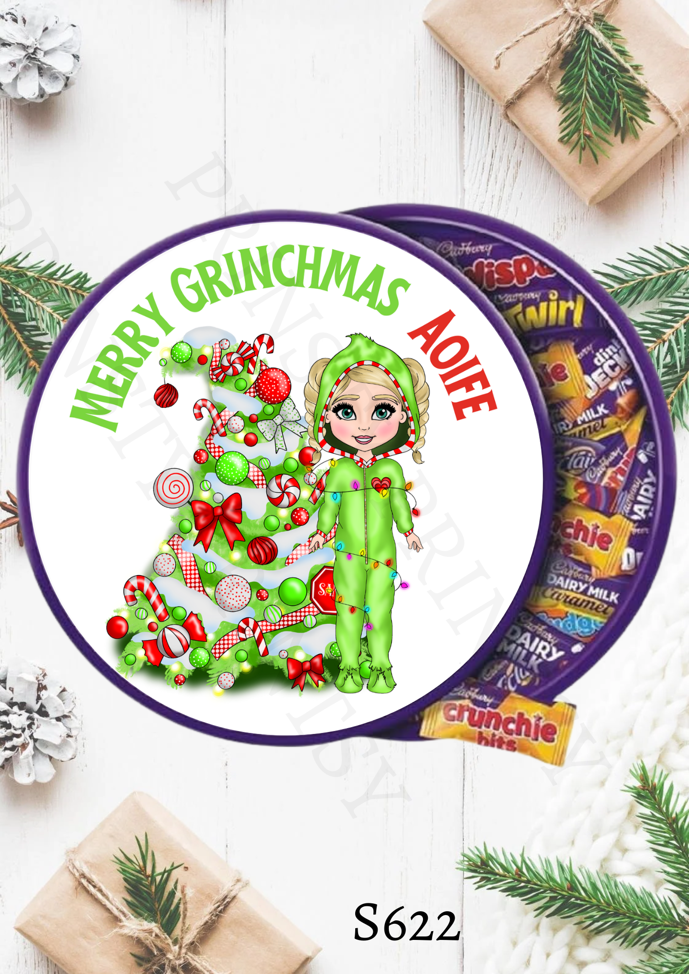 Christmas Dolly Chocolate Tub Sticker