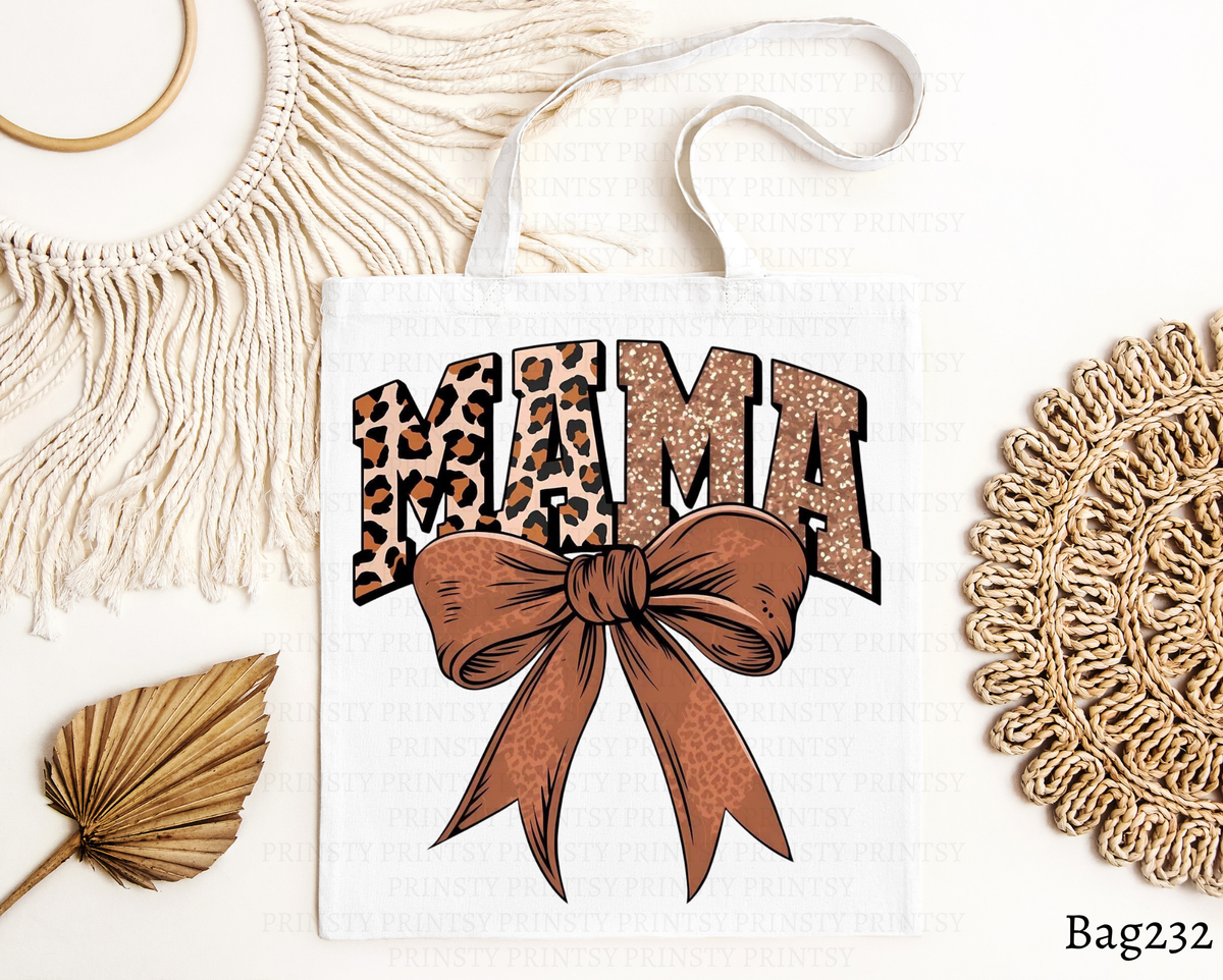 Leopard Mama Bow Tote Bag