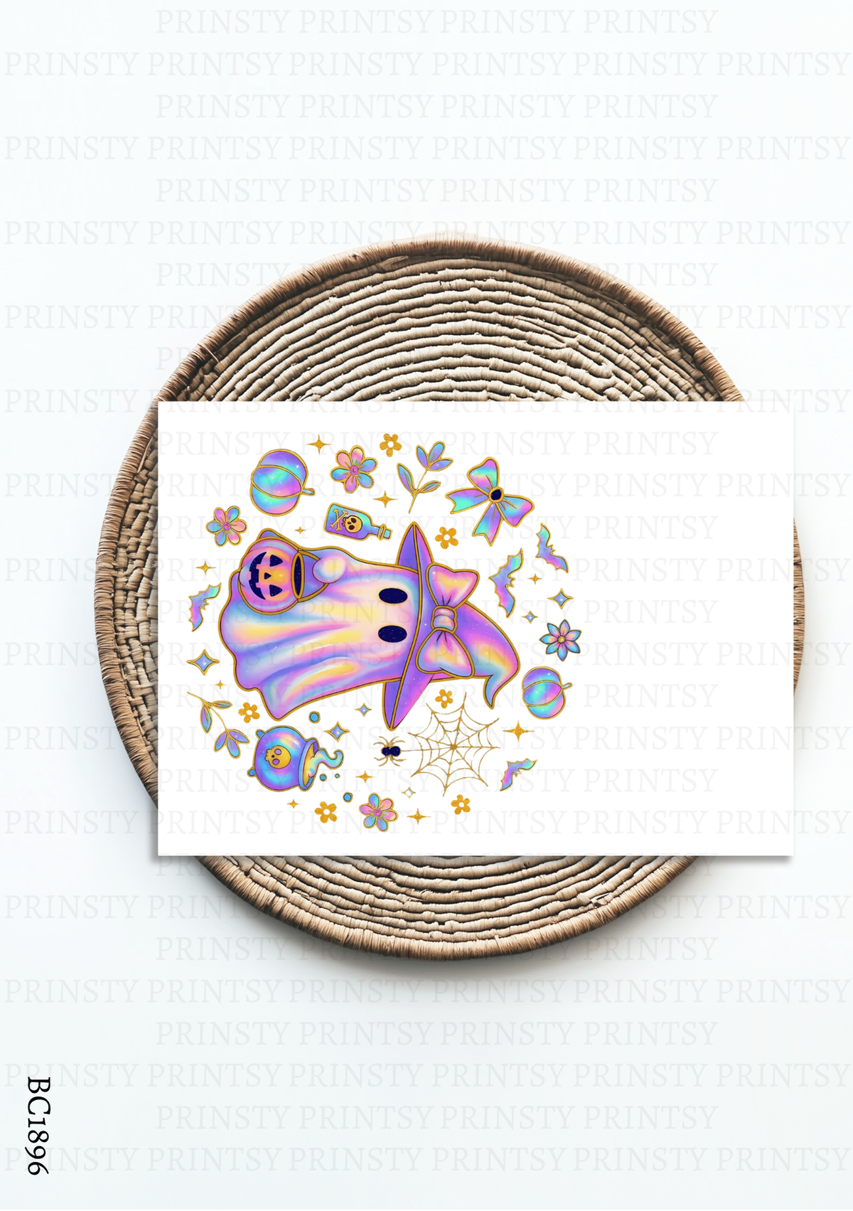 Rainbow Witch Ghost Bow Card – BC1896