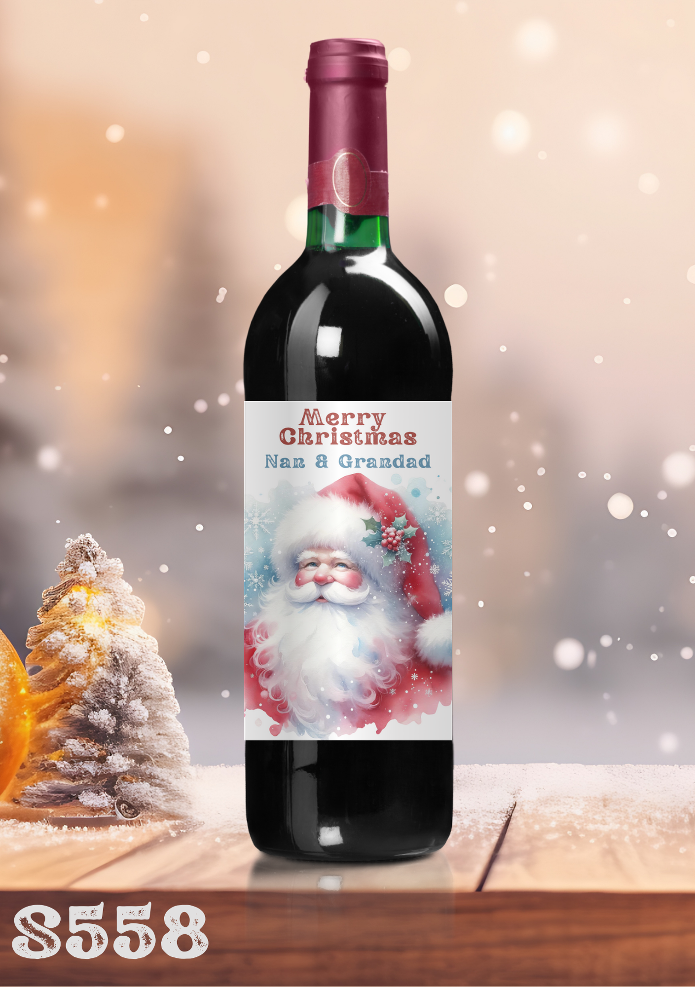 Christmas Santa Wine Bottle Sticker