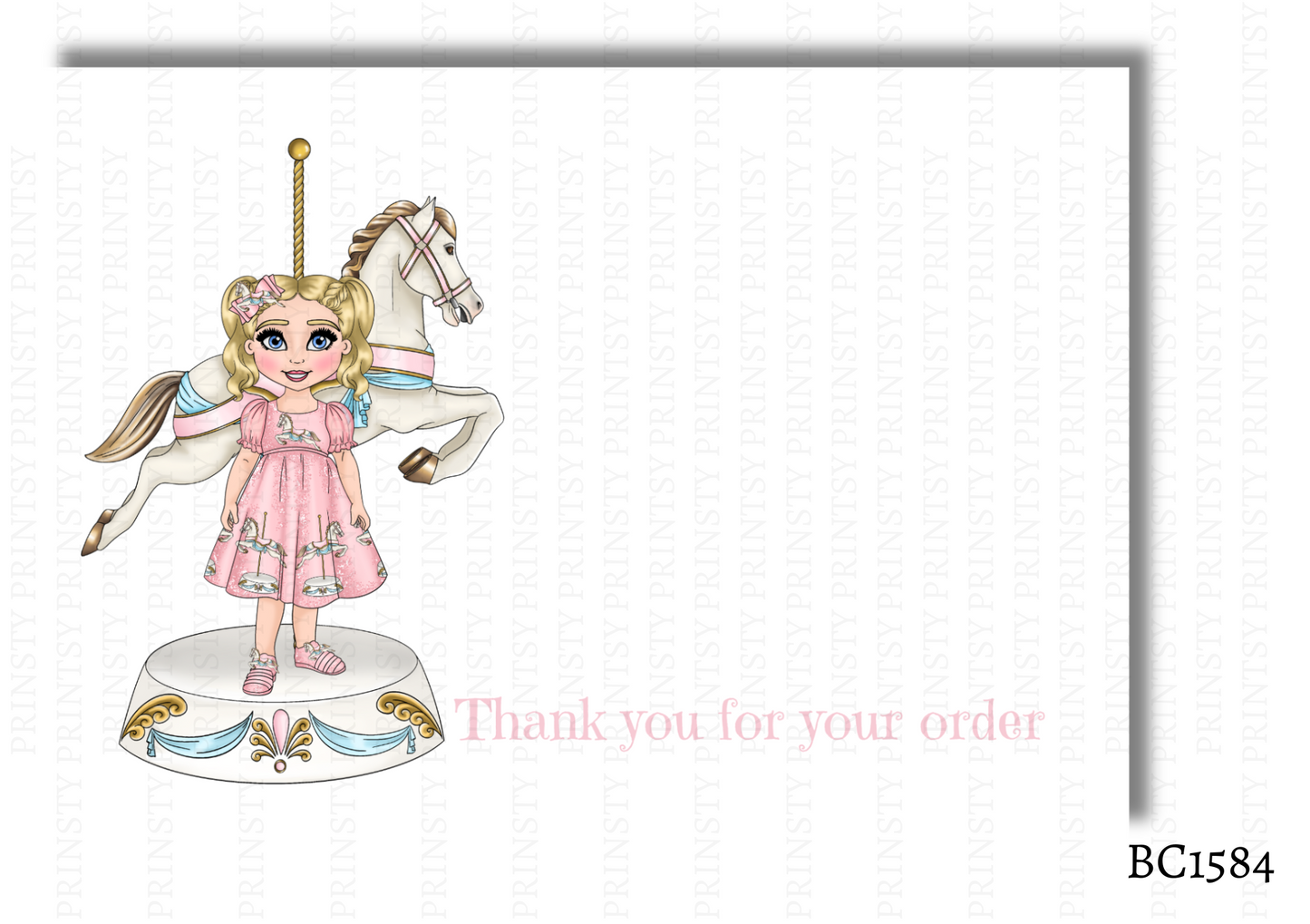 Carousel Dolly Bow Card