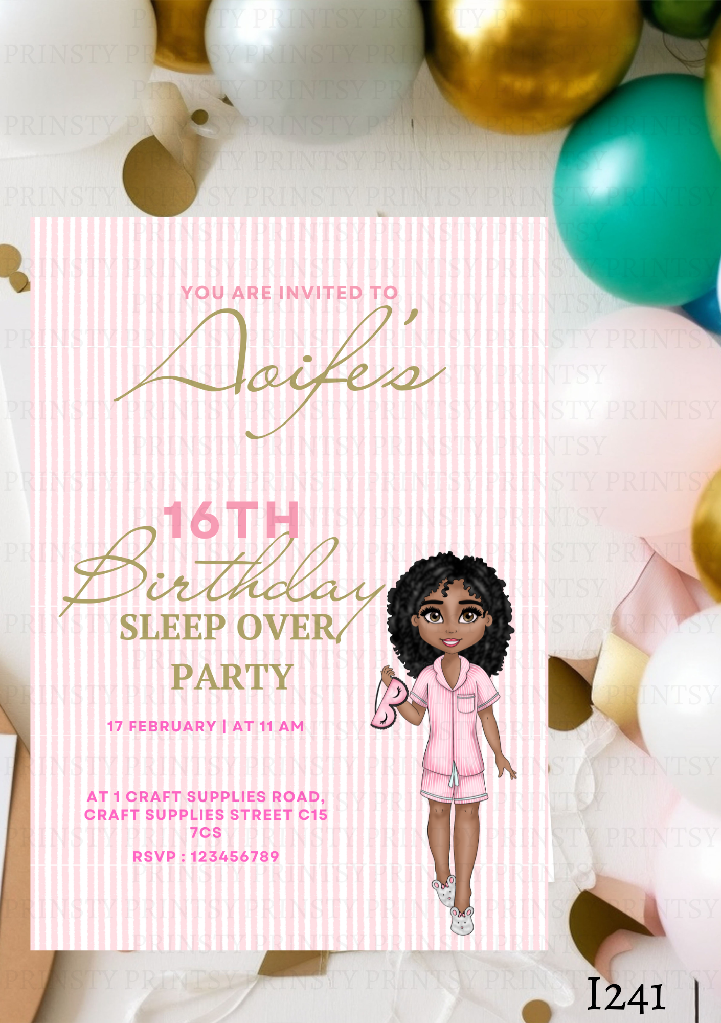 Sleep Over Dolly Invite