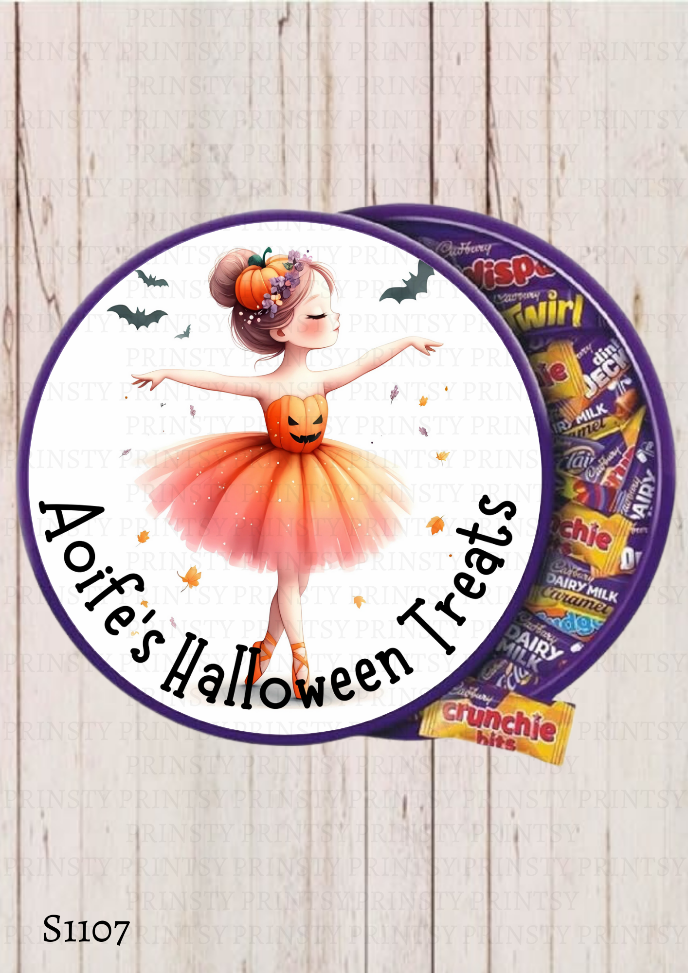 Cute Halloween Ballerina Chocolate Tub Sticker