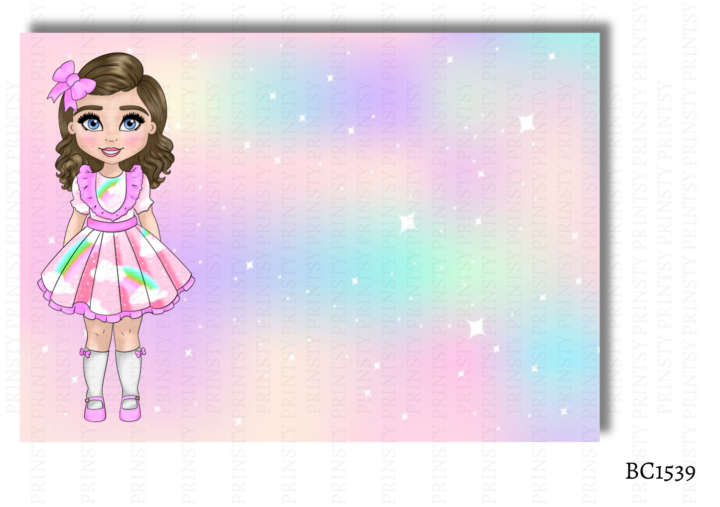 Rainbow Dolly Bow Card