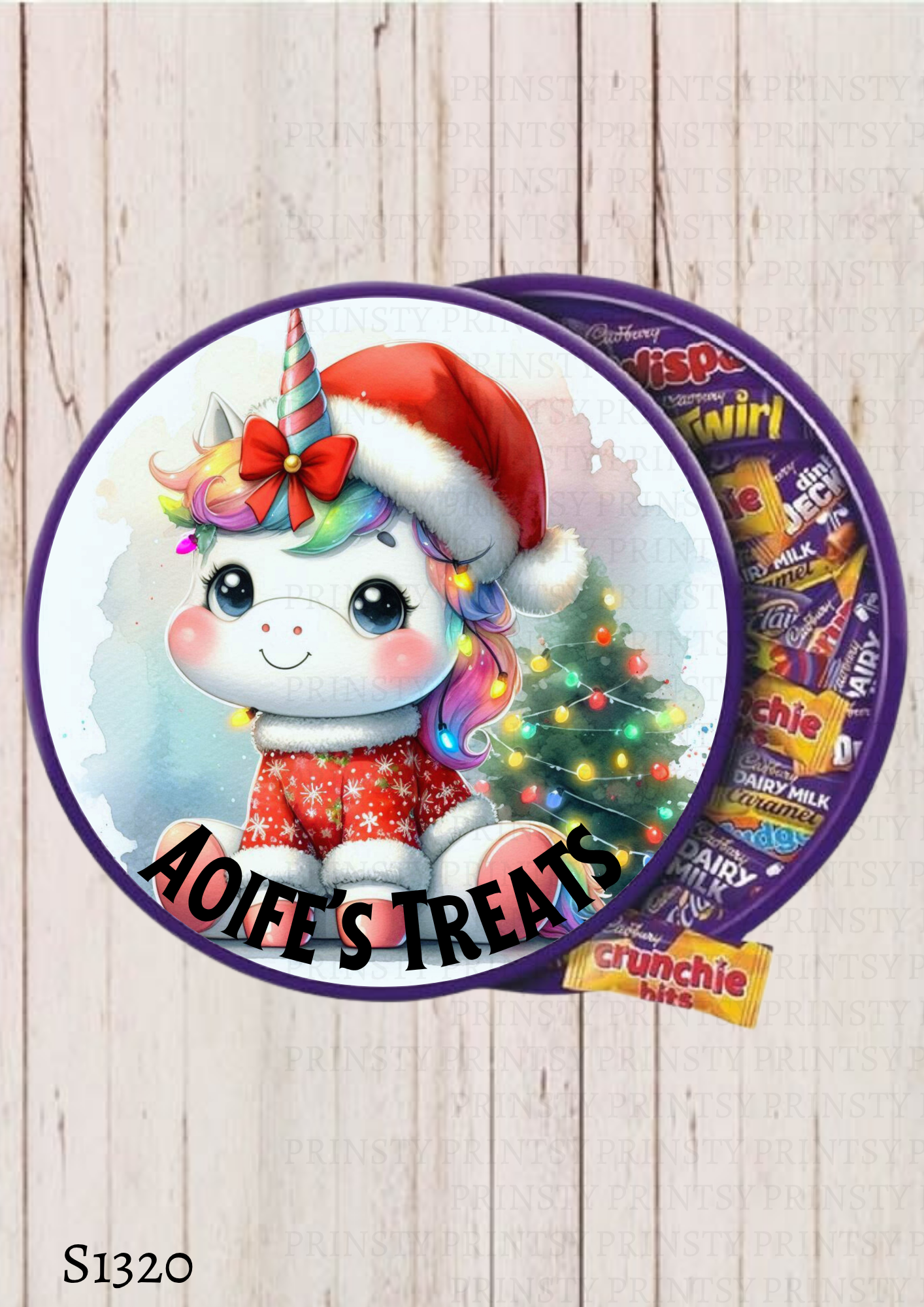 Christmas Unicorn Chocolate Tub Sticker