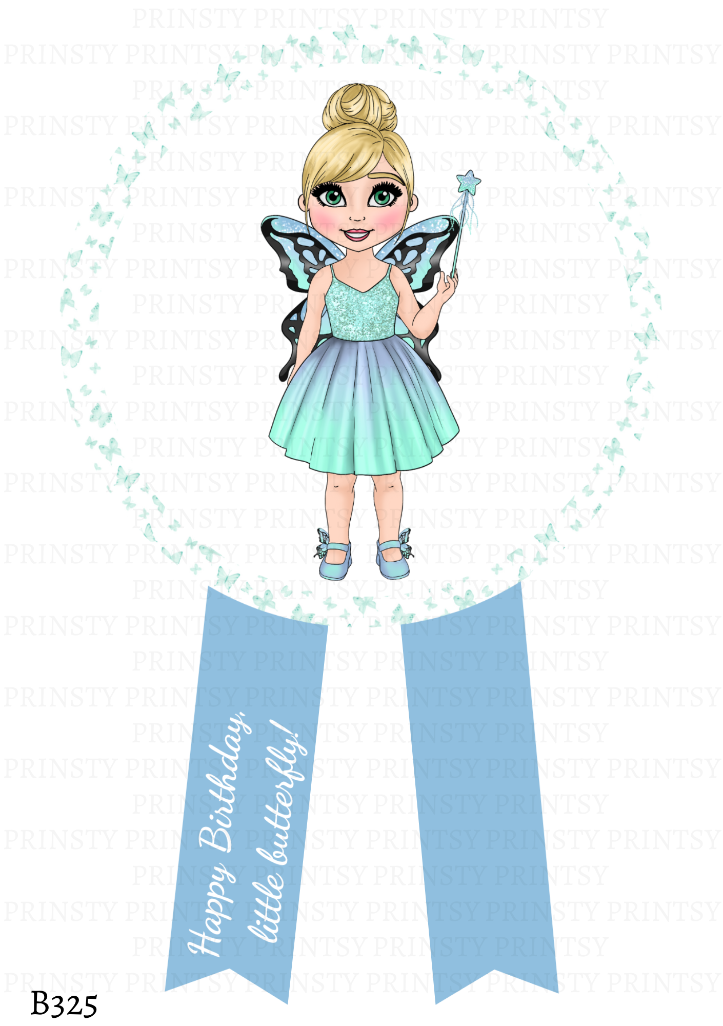 Blue Butterfly Dolly Badge