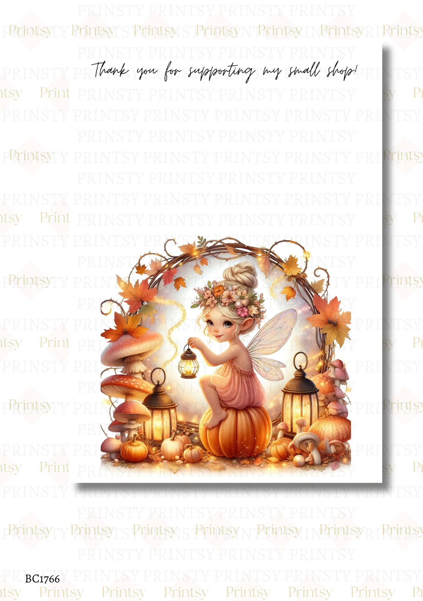 Cute Autumn Fairy Bow Card