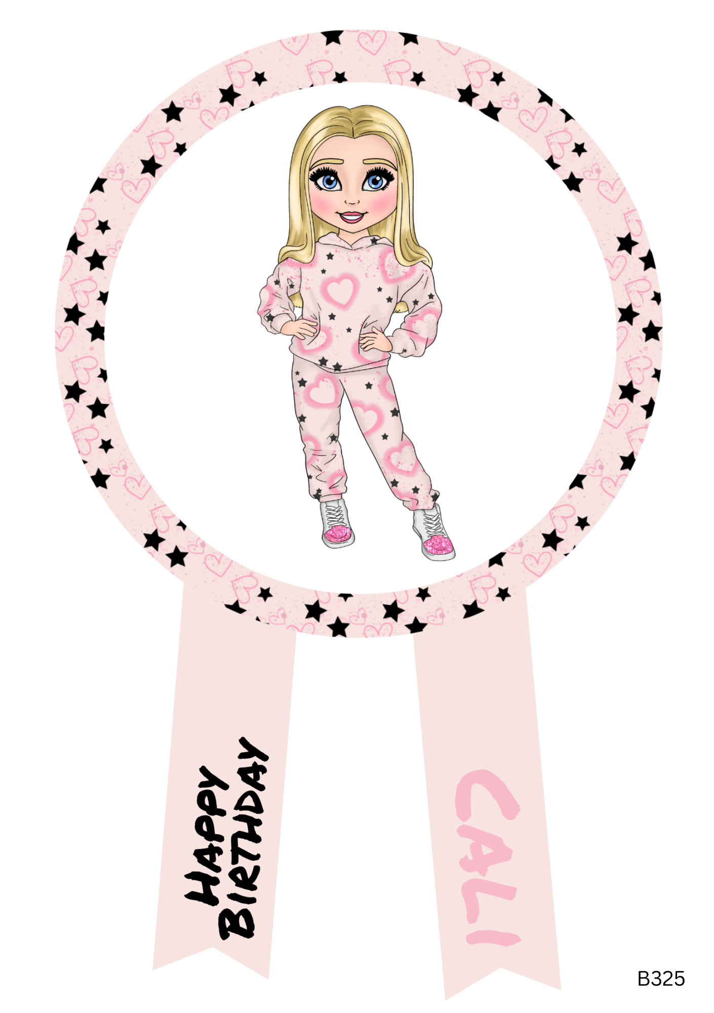 Pink Heart Graffiti Dolly Badge