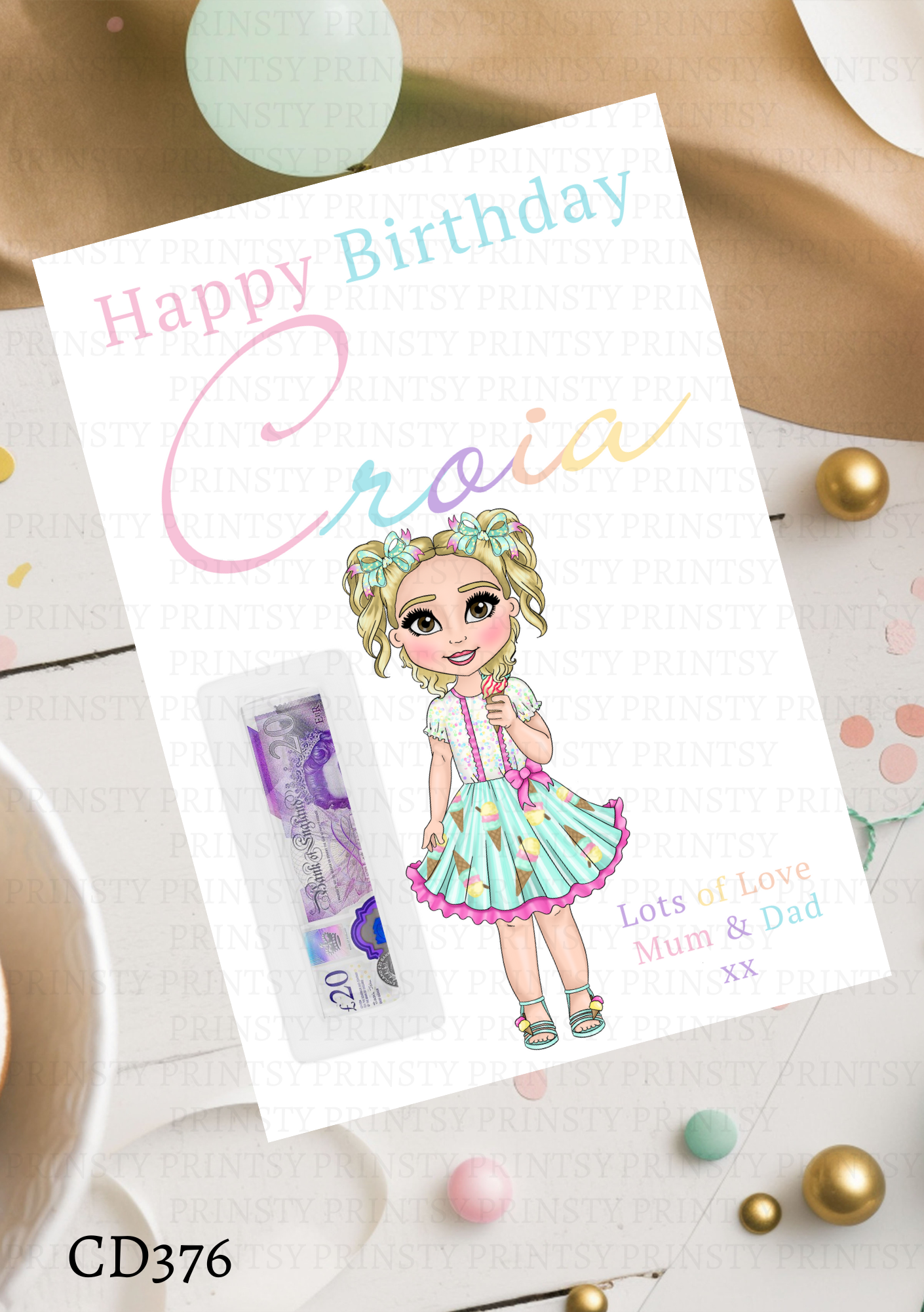 Ice Cream Dolly Money Card