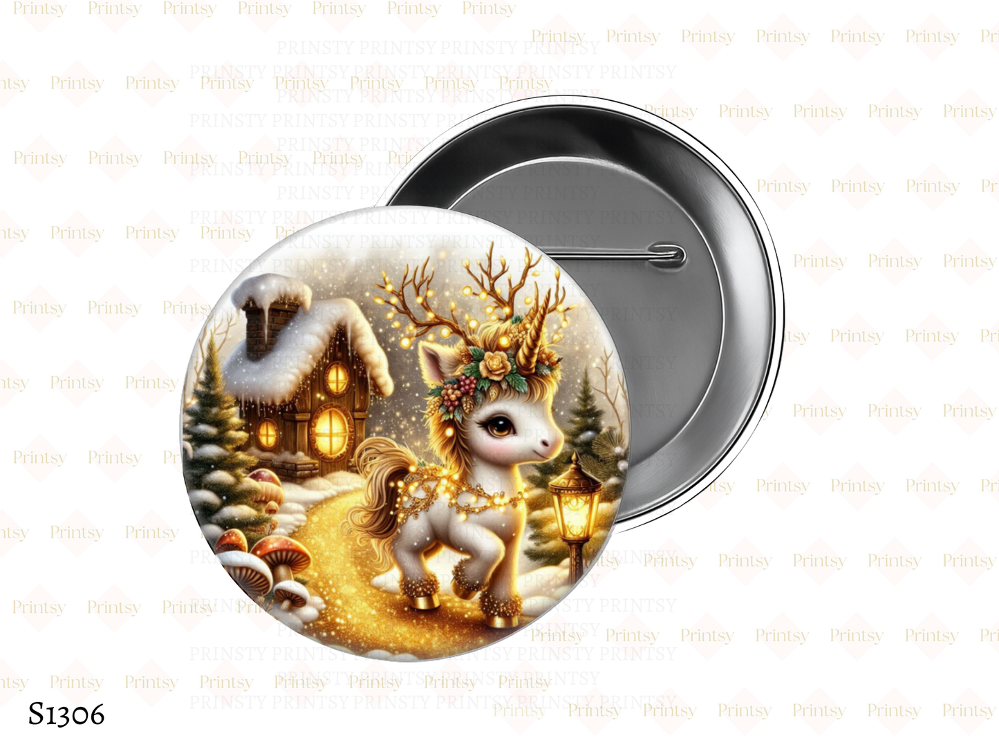 Christmas Unicorn BowBitz/Badges