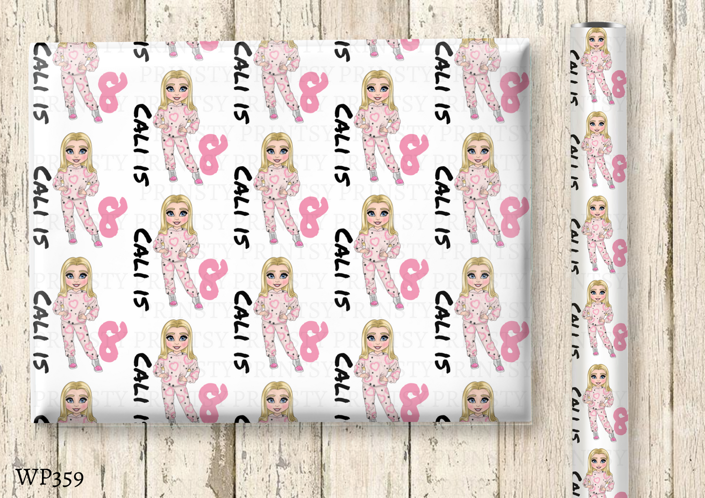 Pink Heart Graffiti Dolly Wrapping Paper