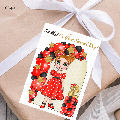 Spotty Dress Dolly Gift Label